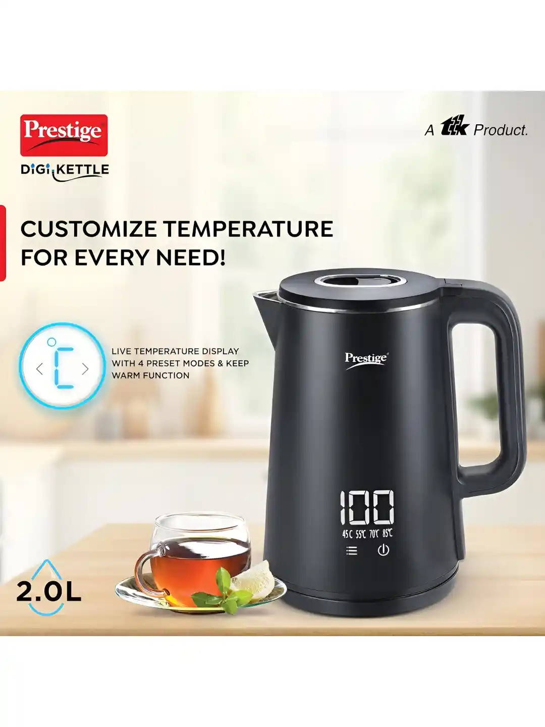 Buy Prestige Black 1350W Live Temperature Display With Preset