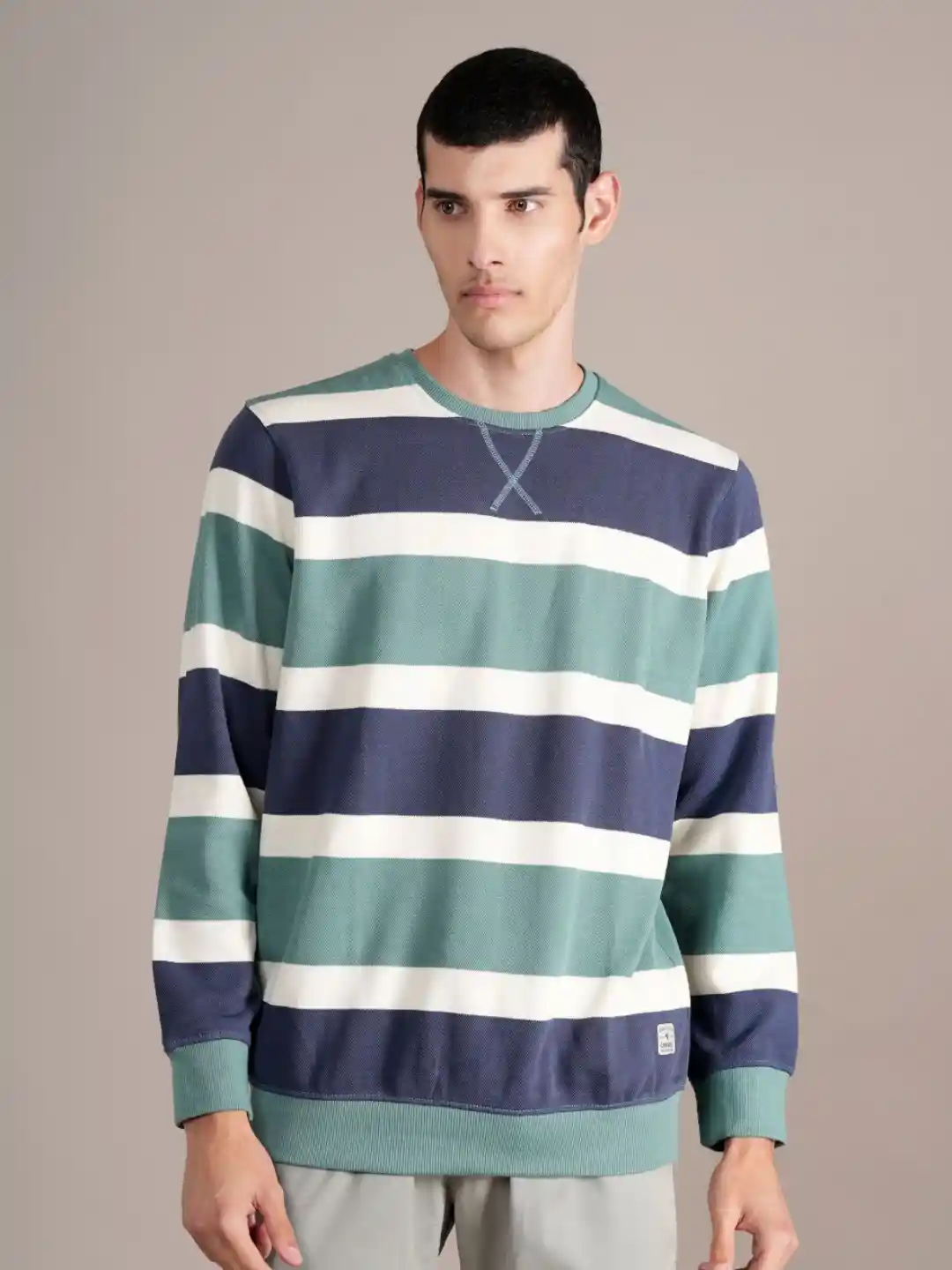 Buy Cantabil Men Striped Round Neck Long Sleeves Casual Sweatshirt