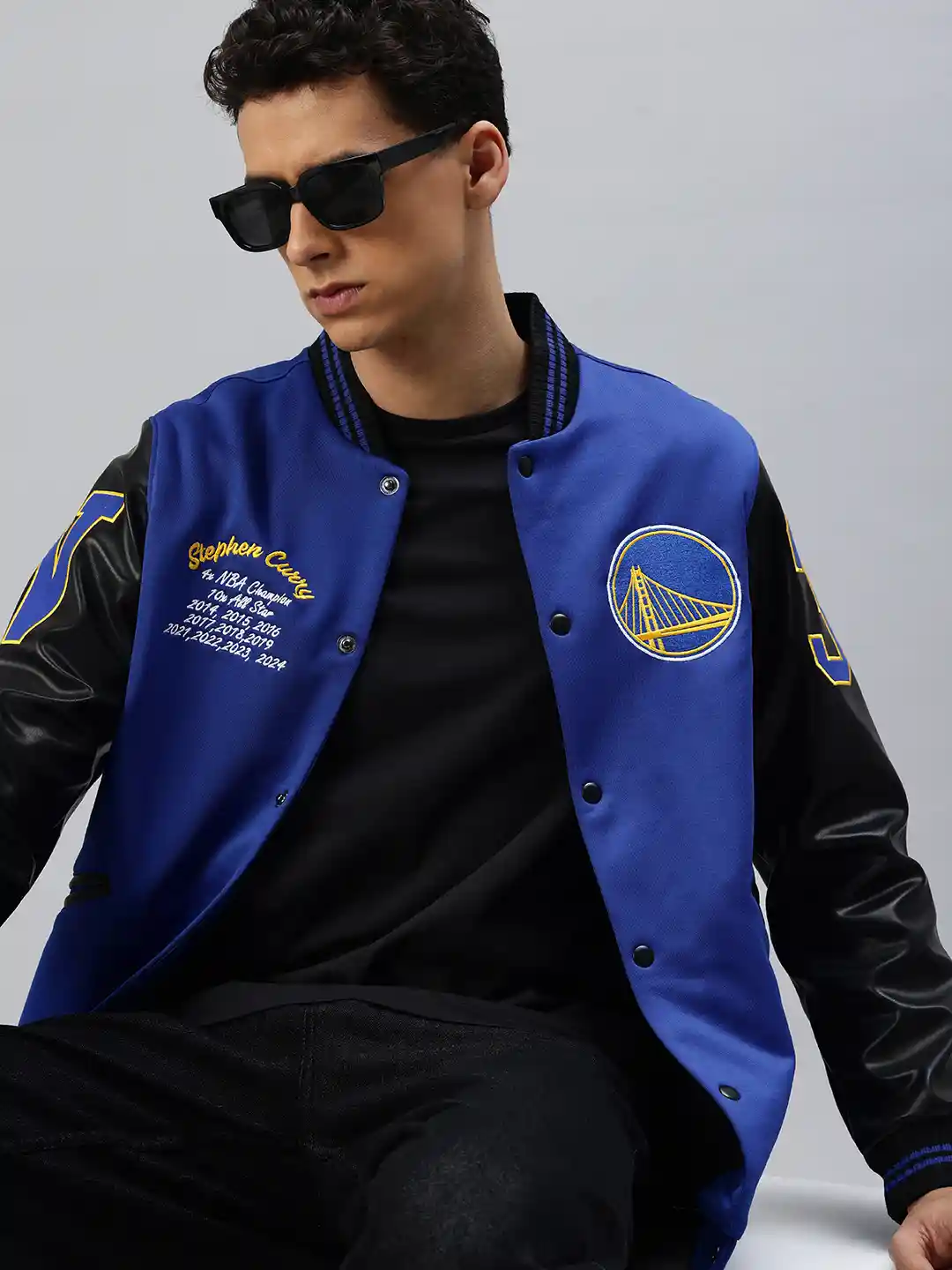NBA Colourblocked Steph Curry Golden State Warriors Varsity Jacket