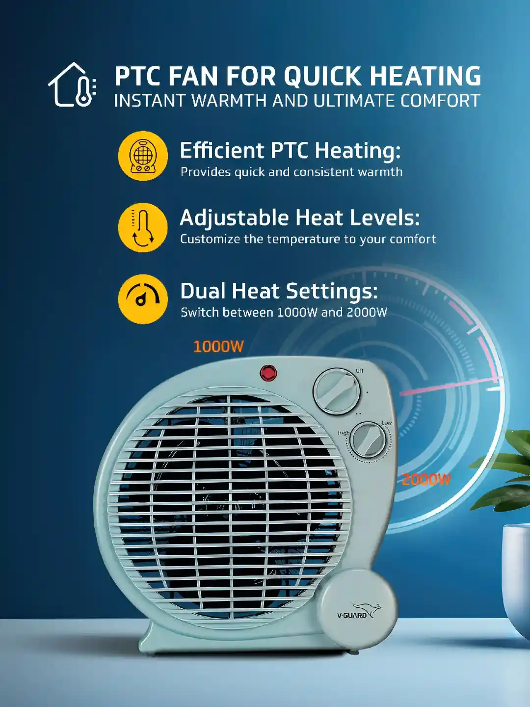 Buy V-Guard EFN 2000 Grey 2000 W Fan Room Heater Room Heater for