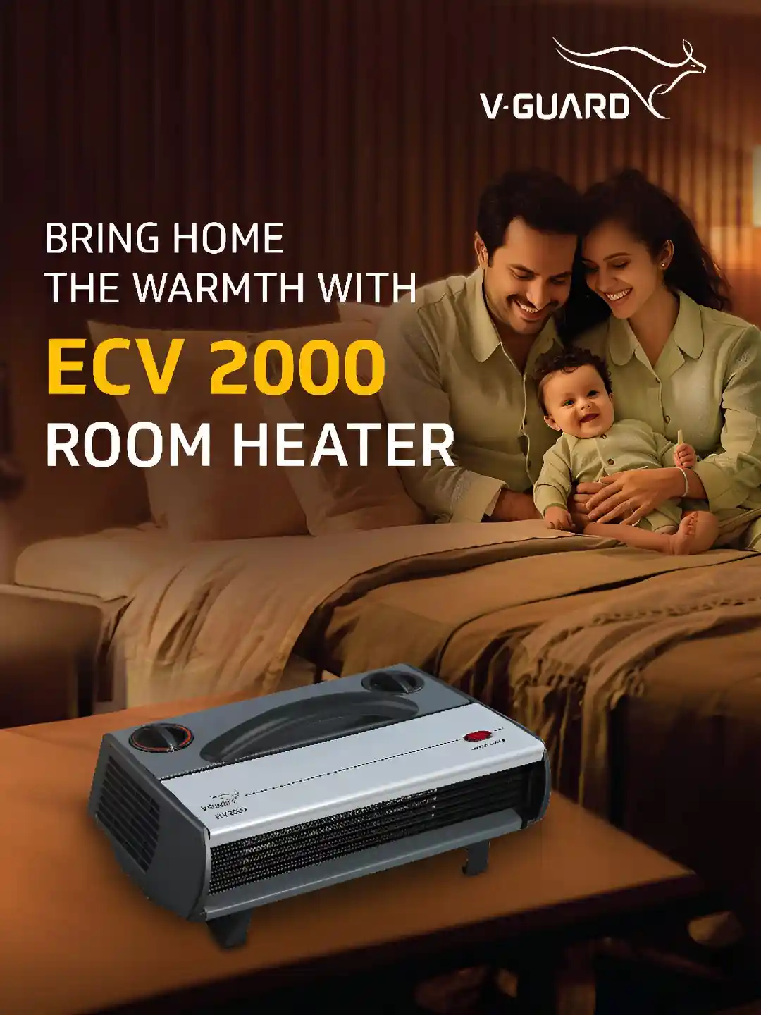 Heating V Guard Fan Heater V-Guard Grey ECV 2000W Fan Room Heater