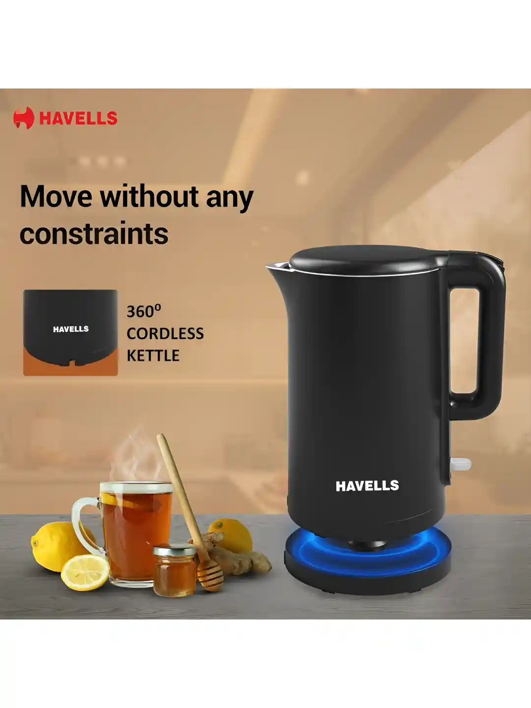 Buy Havells Black 1250 W Double Wall Stainless Steel Inner Body