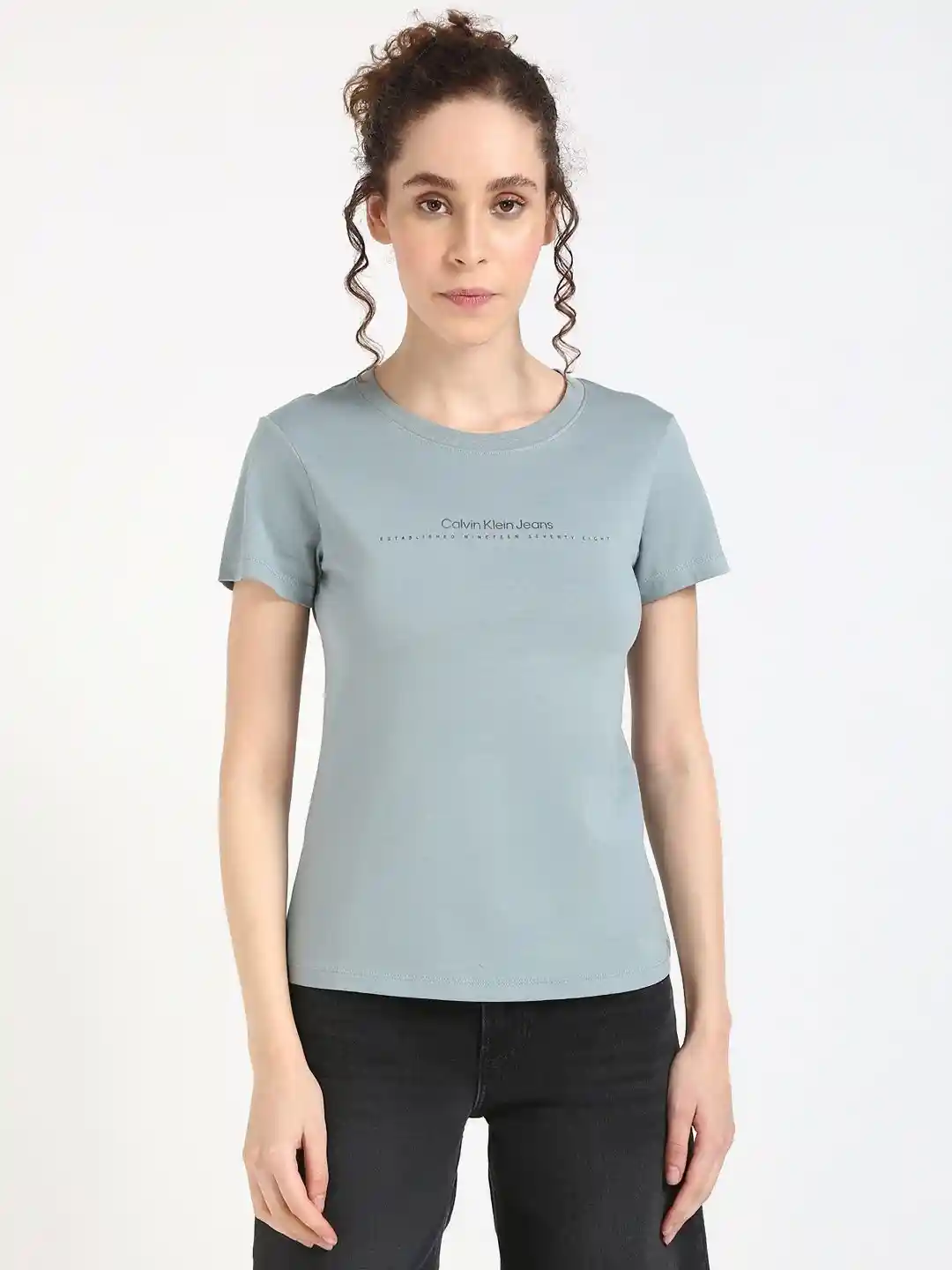 Buy Calvin Klein Jeans Women Typography Printed Round Neck Cotton