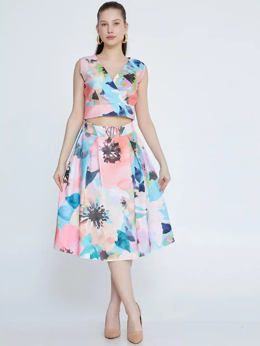 Buy Fashion Gaiia Women Floral Printed Flared Knee Length Skirt