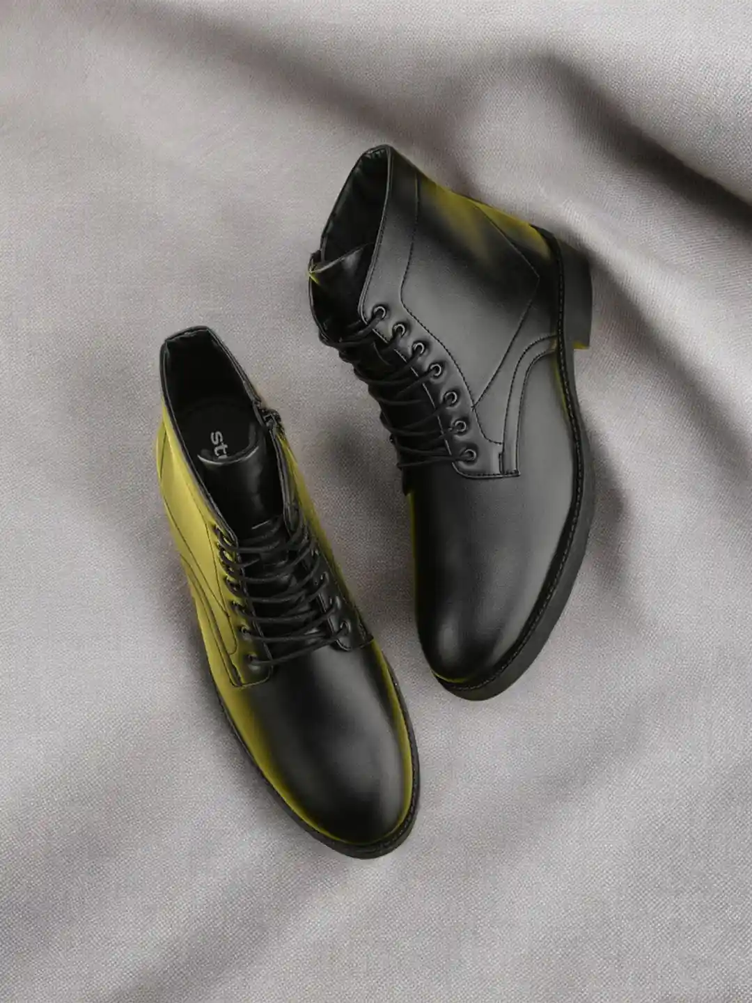 Buy Styli Men Lace Up Ankle Boots with Side Zip Boots for Men