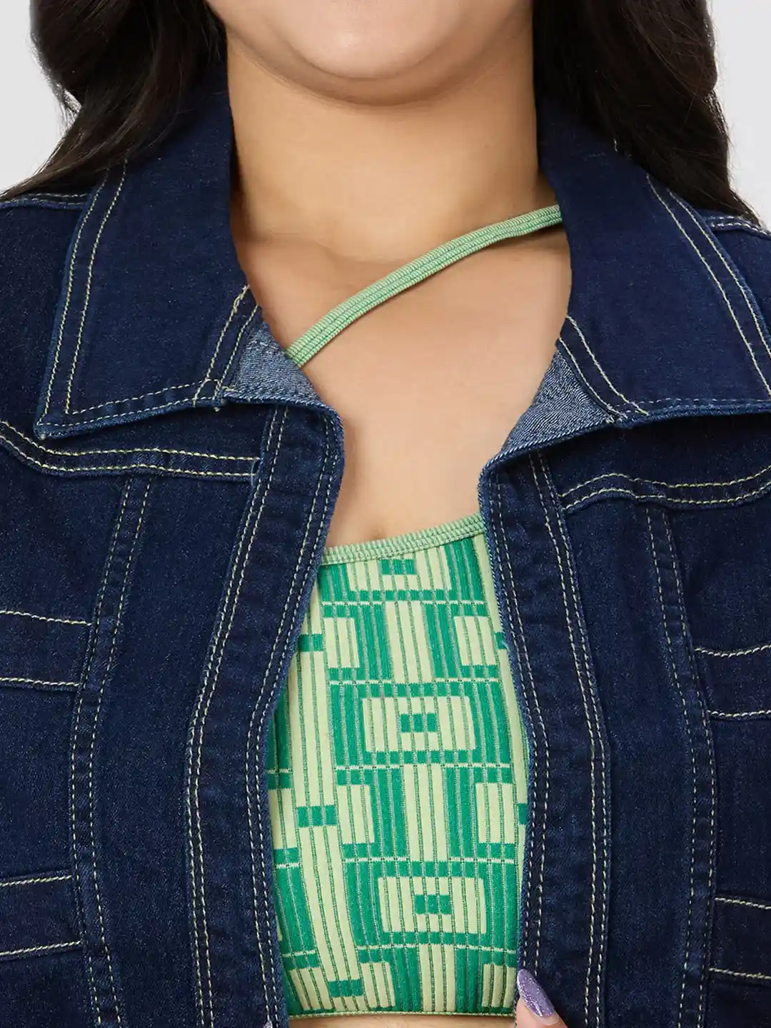 Style Quotient women Plus Size Open Front Denim Shrug