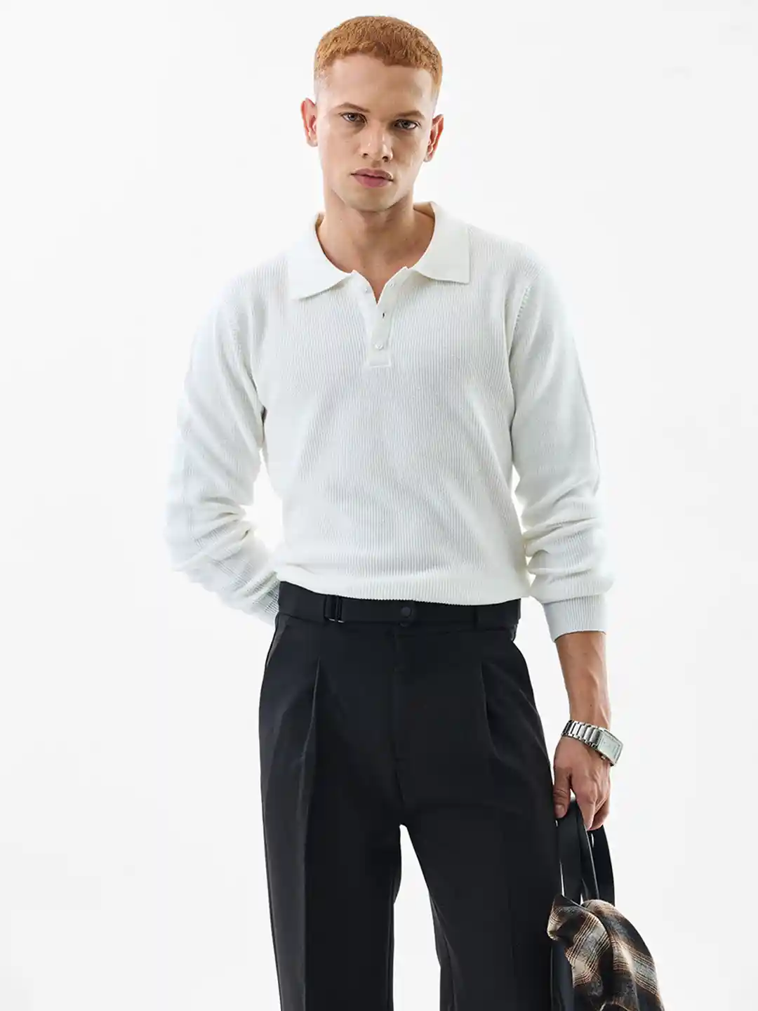 Buy Snitch Men Solid Shirt Collar Cotton Sweatshirt Sweatshirts