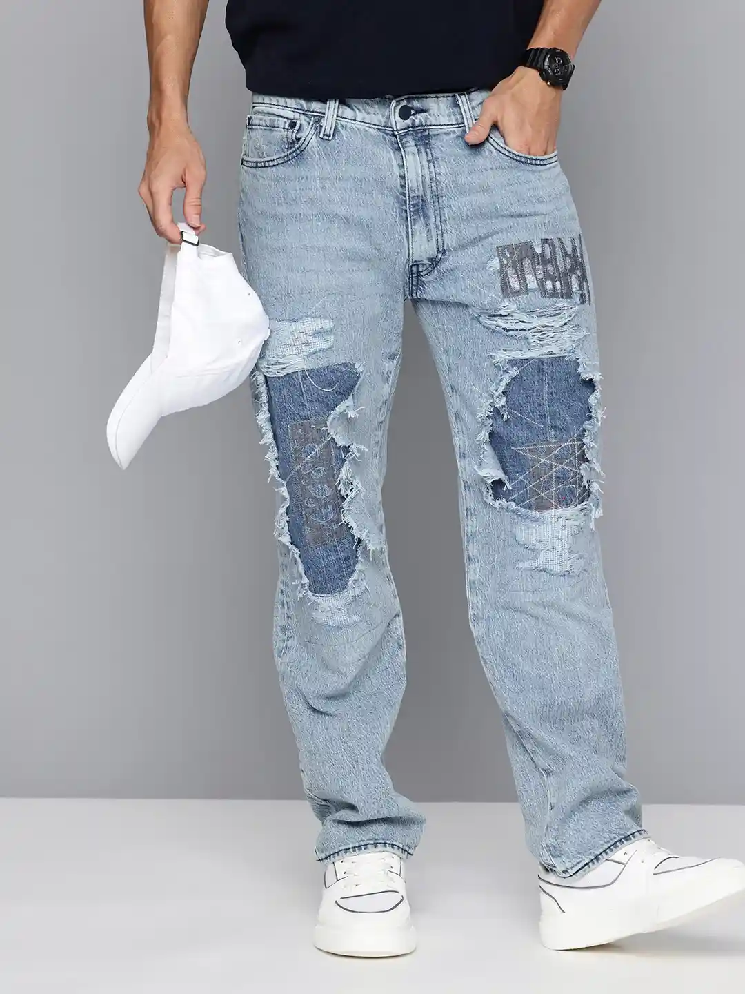 Buy Levis Men 555 Relaxed Fit Highly Distressed Light Fade - Main Image