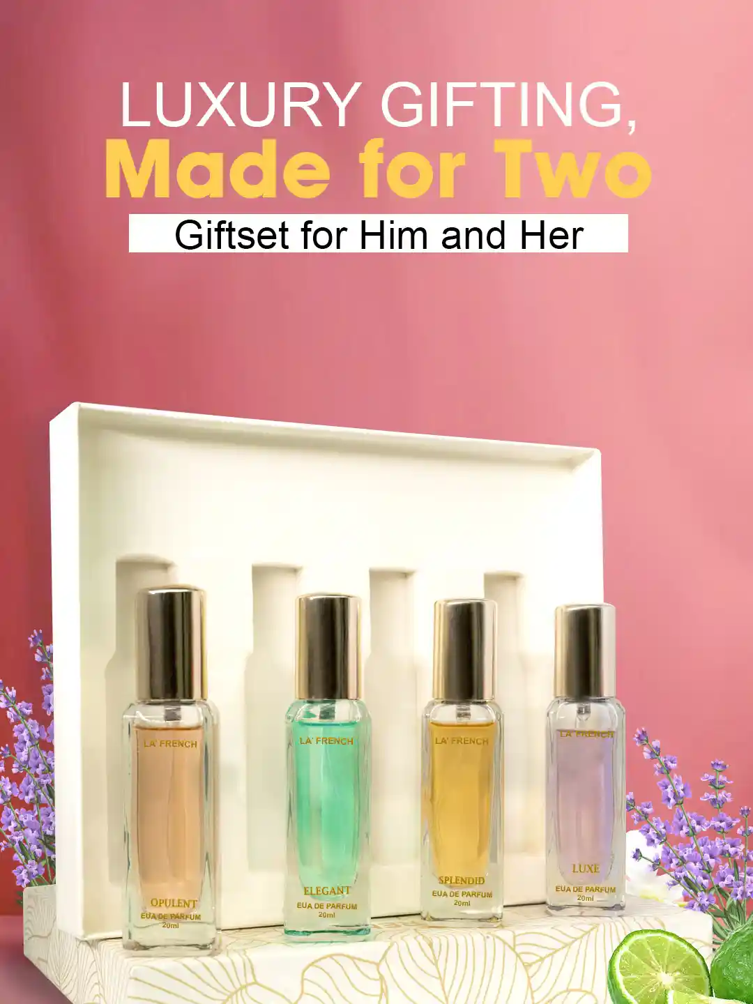 La French Unisex Perfume Gift Set Splendid, Luxe, Elegant, Opulent 20ml  each