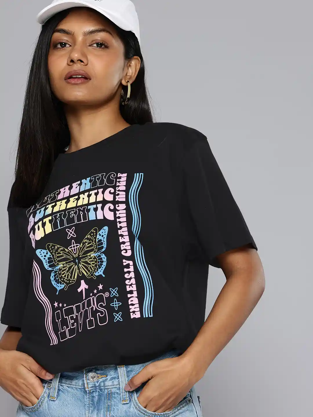 Levis Pure Cotton Typography Printed Oversized T-shirt