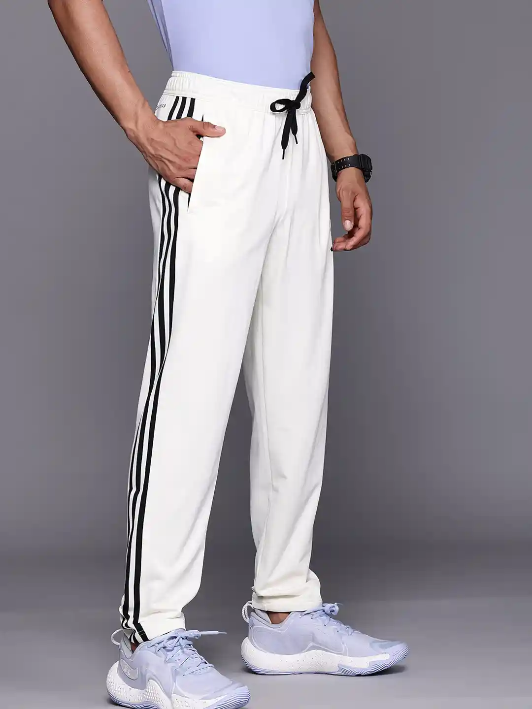 Buy ADIDAS Men Striped Mid-Rise Regular Fit Training Joggers
