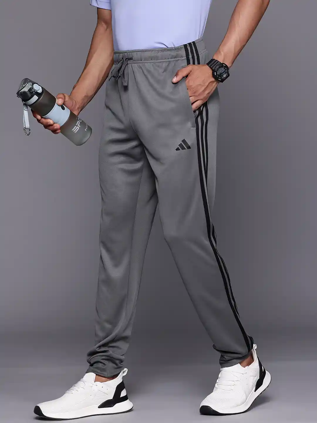 Buy ADIDAS Men Striped Mid-Rise Regular Fit Training Joggers