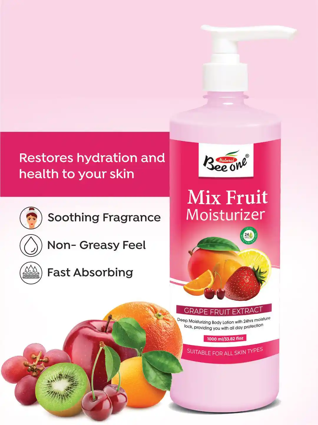 Buy Beeone Mix Fruit Moisturizer Body Lotion - 1000ml - Body Cream