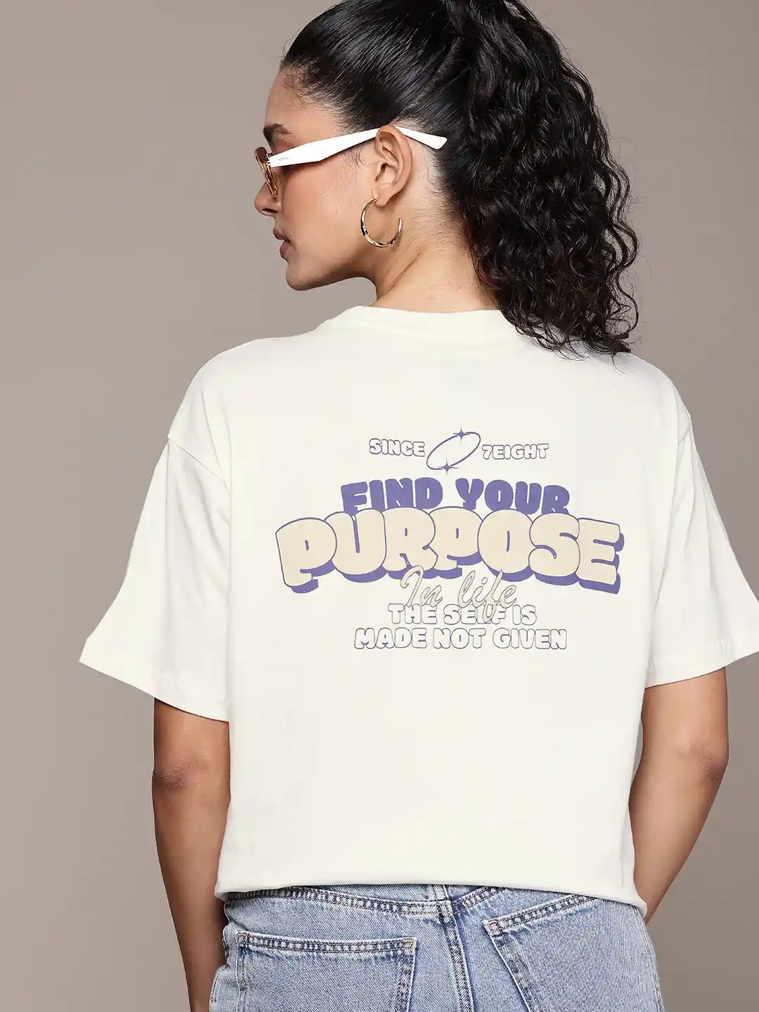 The Roadster Life Printed Drop-Shoulder Sleeves Oversized Pure Cotton  T-shirt