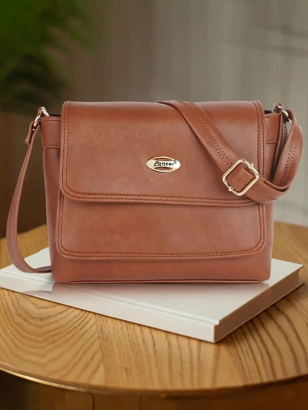 Lancer Women Solid Vegan Leather Crossbody Sling Bag