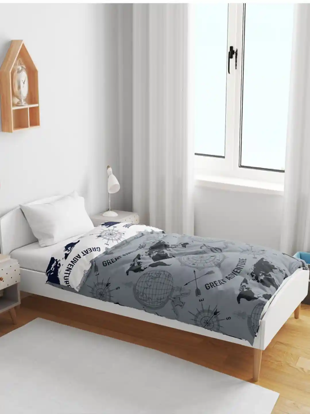 Buy Divine Casa Grey Printed Microfiber Reversible AC Room 120 GSM