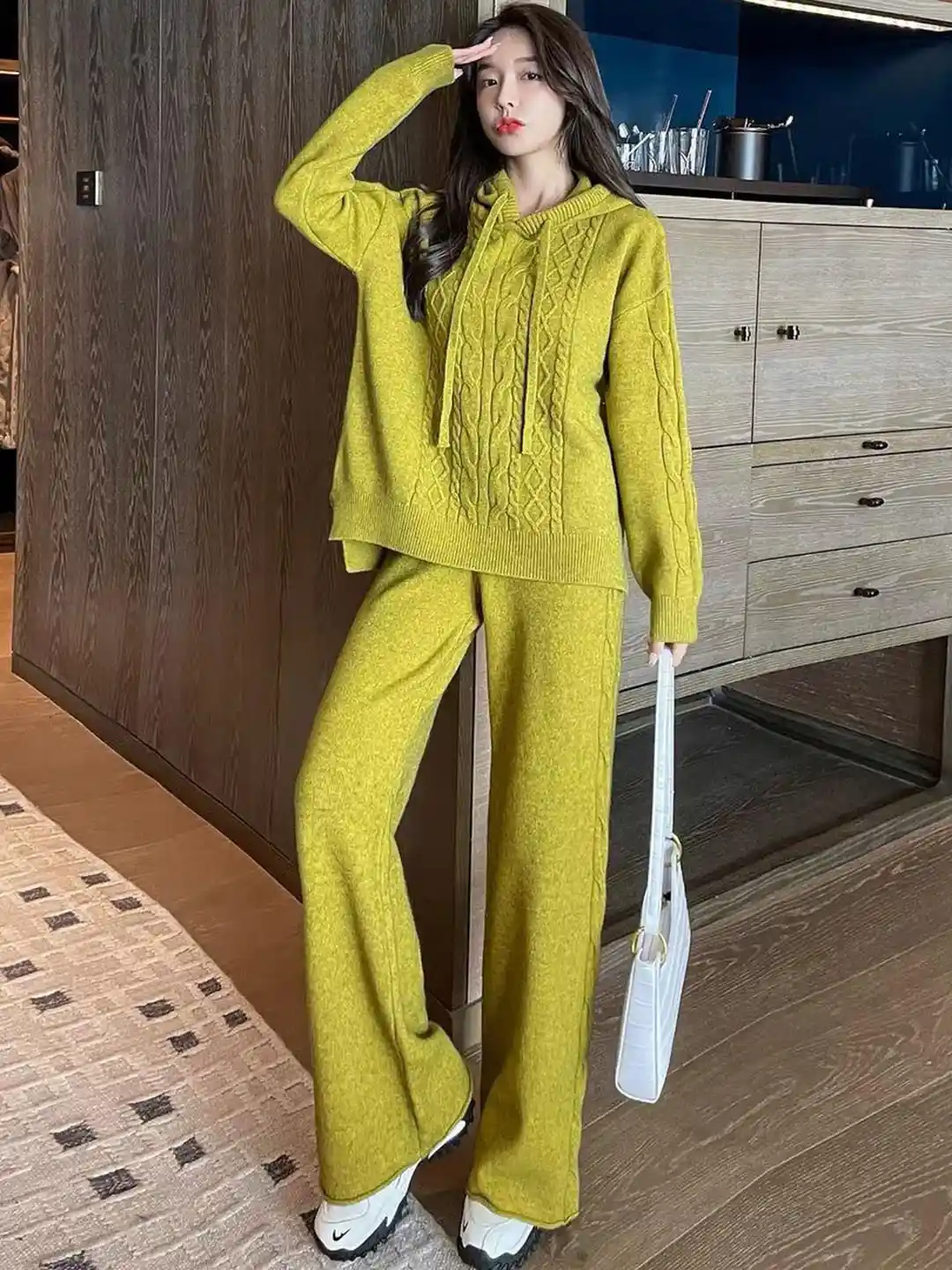 Buy Miss Mosa By Akanksha Women Yellow Aliva Knitted Woolen Coord