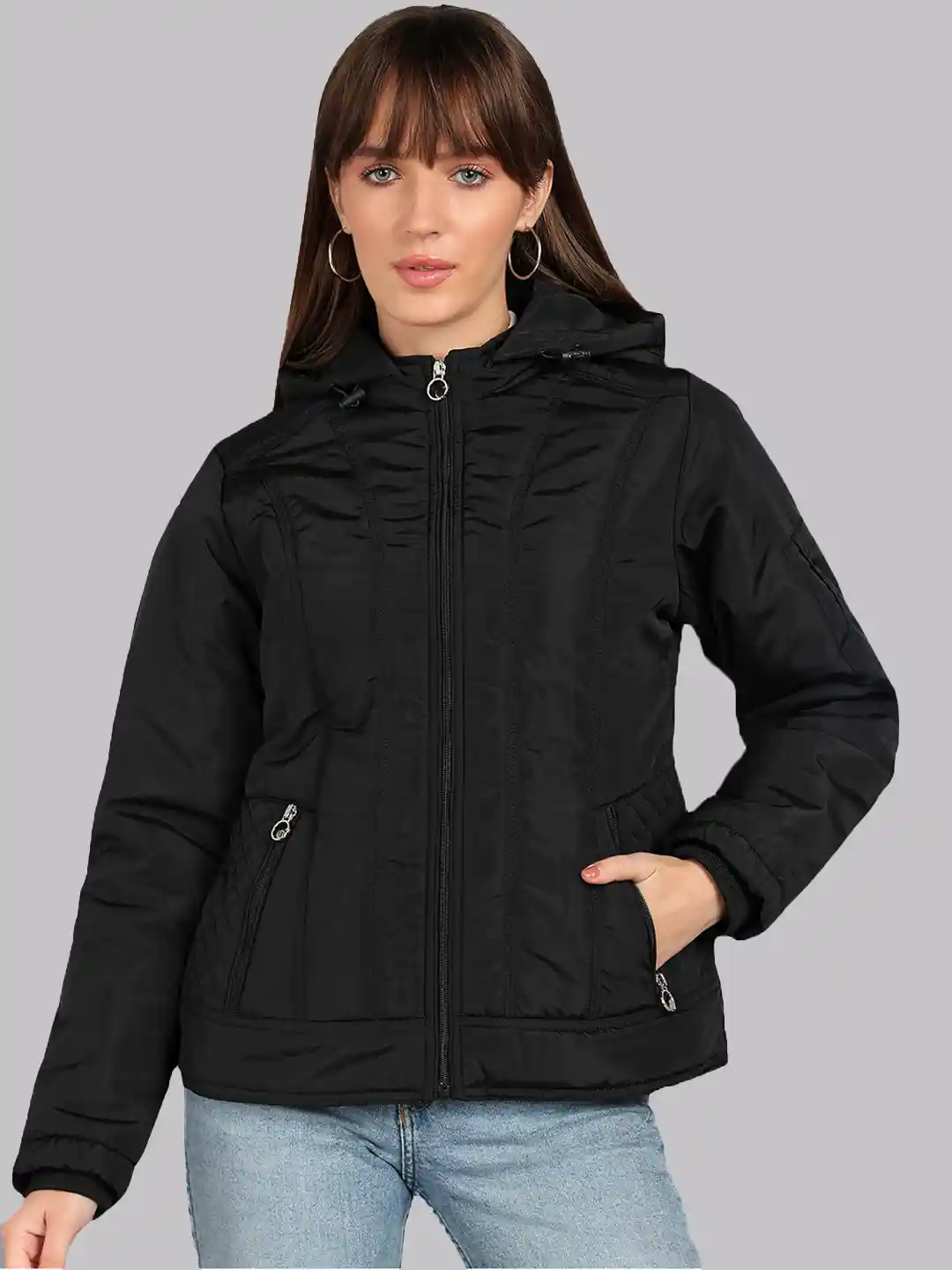ELLIPSE Women Water Resistant Hooded Bomber Jacket