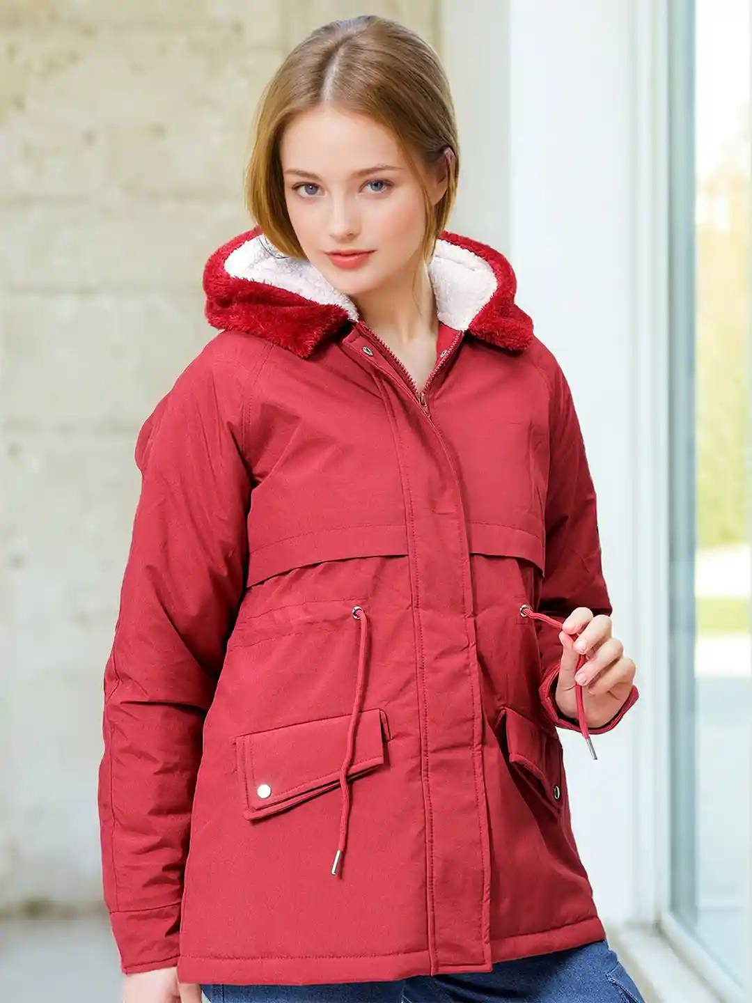 Buy Freehand by The Indian Garage Co Women Hooded Solid Casual