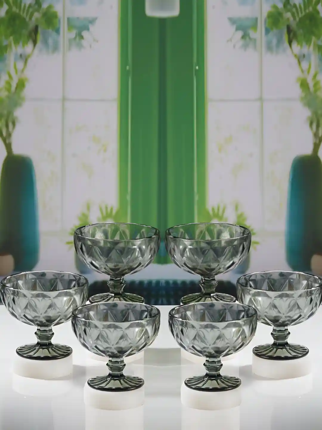 Buy Kookee Grey Pieces Textured Glass Easy to Clean Serving Bowl