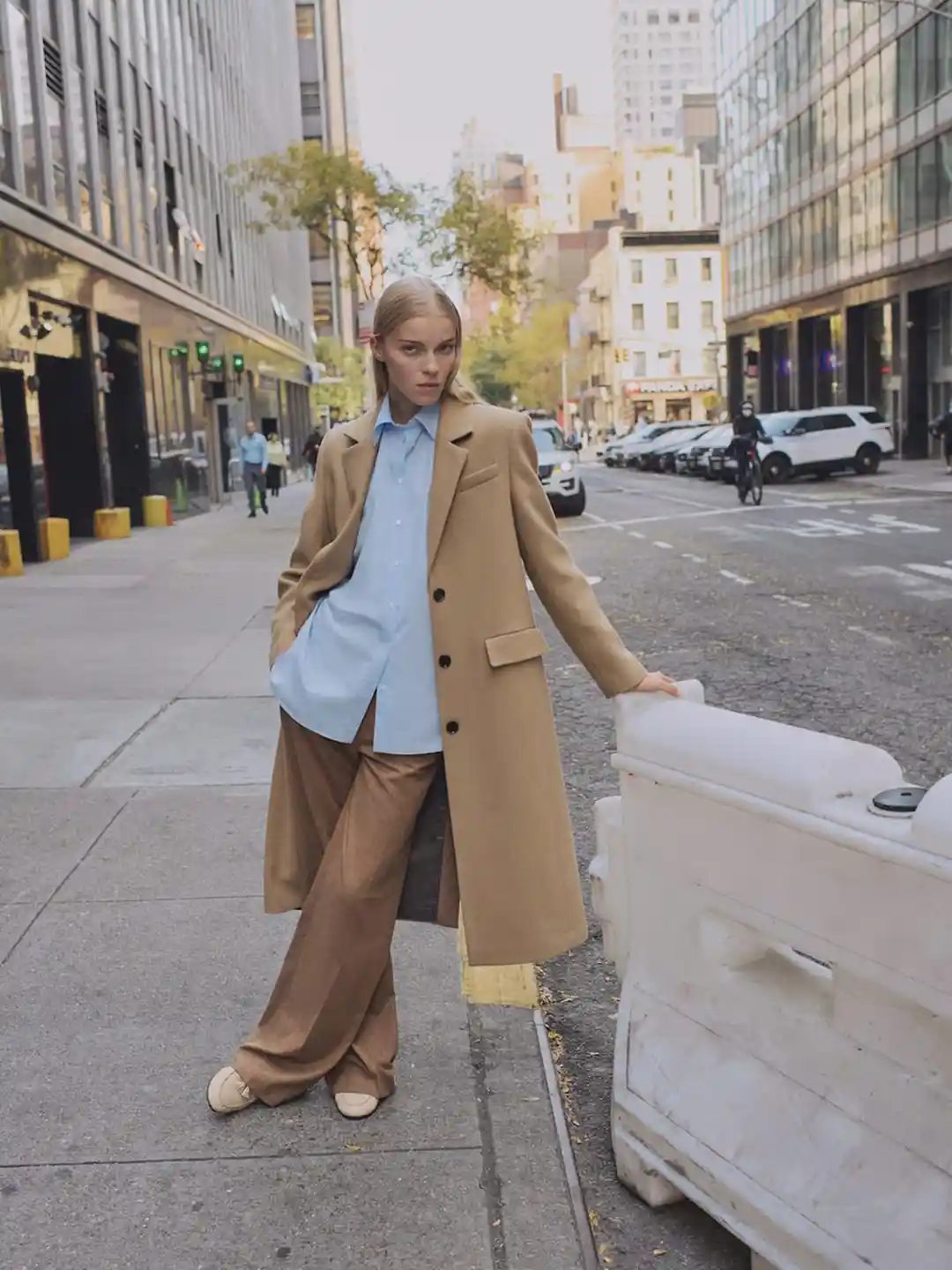 MANGO Notched Lapel Collar Single-Breasted Longline Overcoat