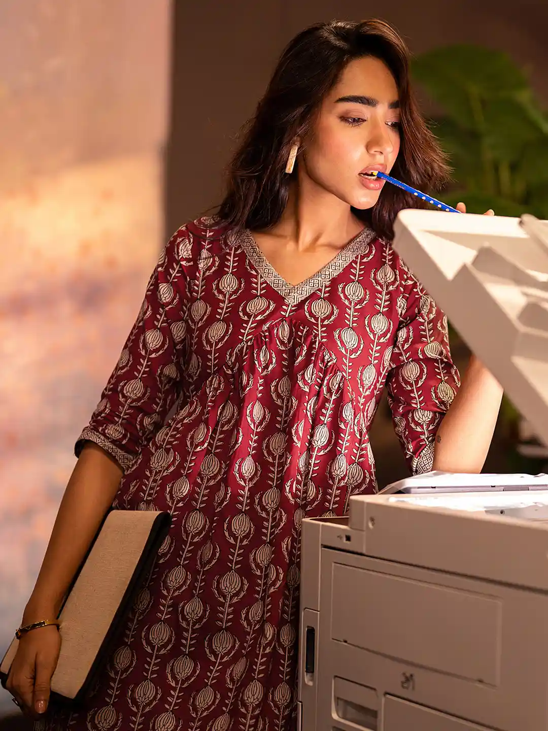 Libas Women Ethnic Motifs Printed Empire Kurta with Trousers