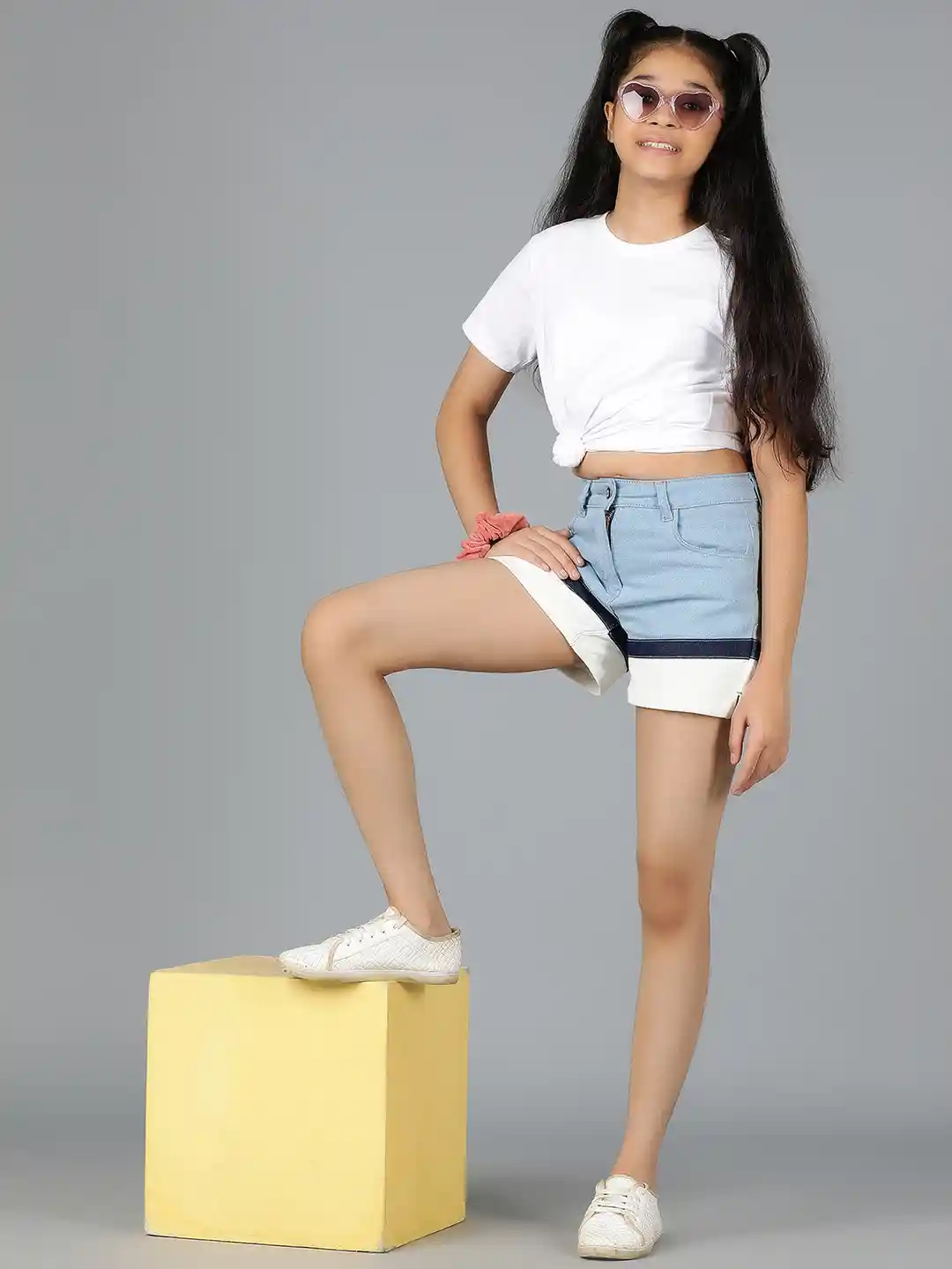 Buy TALES STORIES Girls Blue Regular Fit Mid-Rise Above Knee