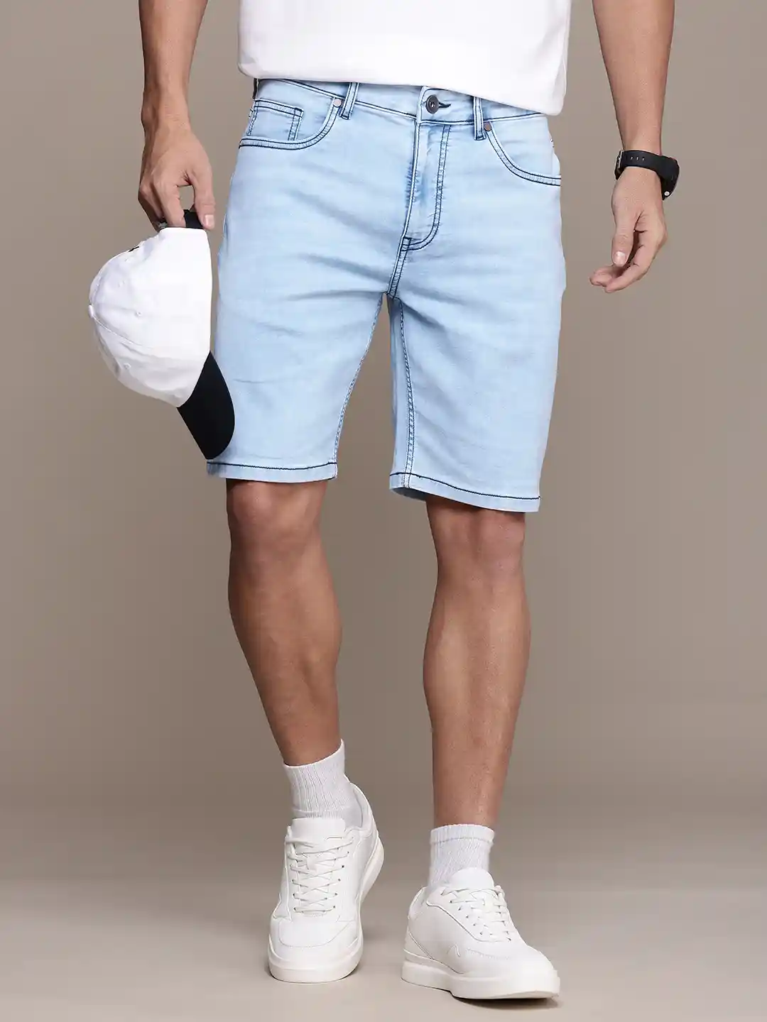 Buy The Roadster Life Men Slim Fit High-Rise Denim Shorts