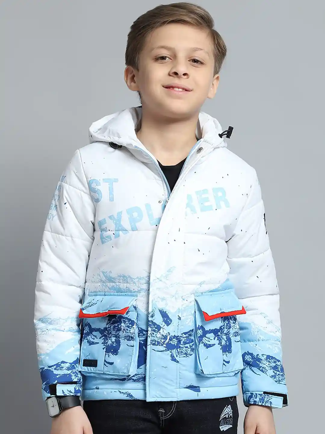 Buy Monte Carlo Boys Hooded Graphic Printed Casual Lightweight
