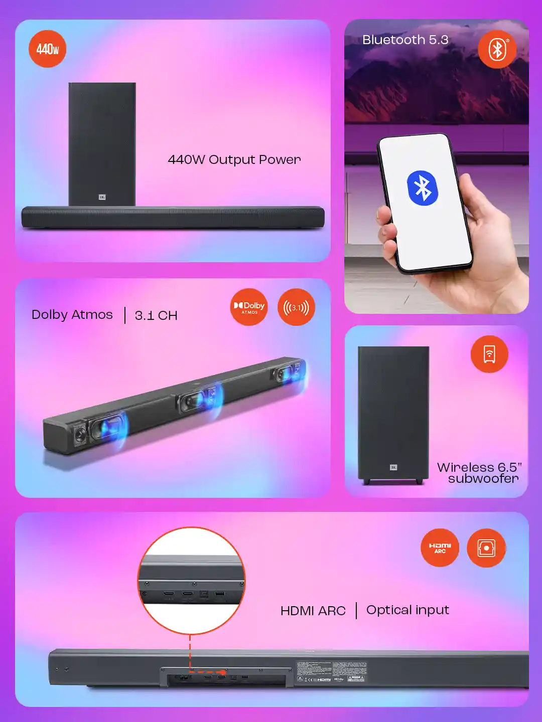 Buy JBL Cinema SB580 Deep Bass, Dolby Atmos Wireless Subwoofer