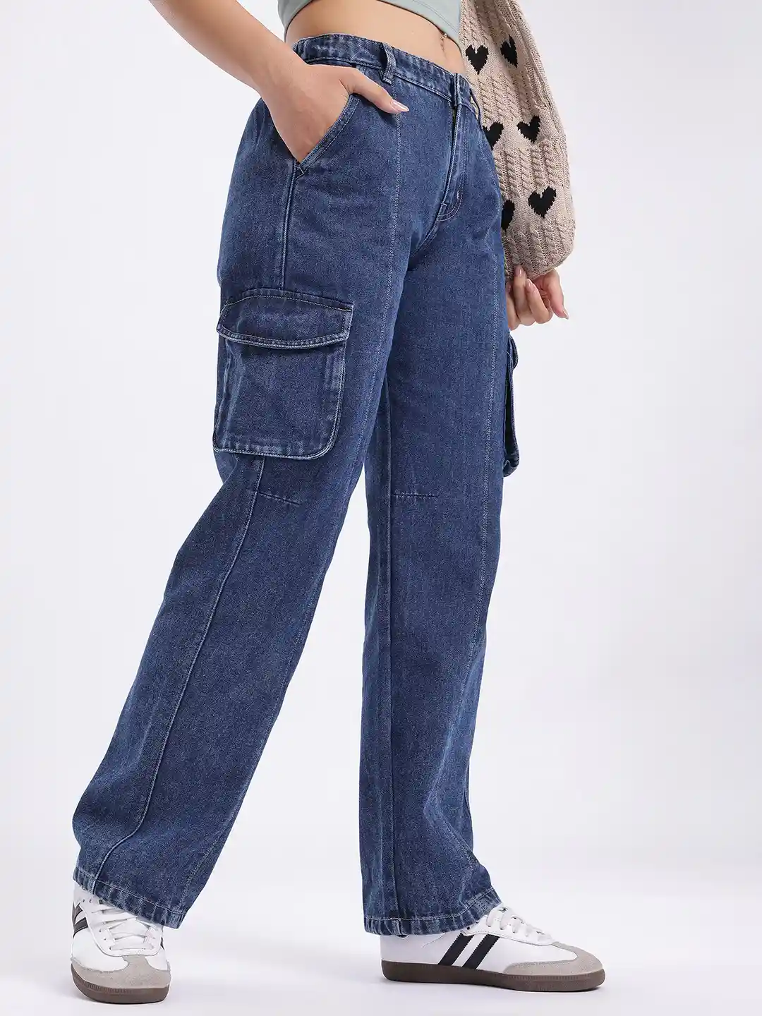 Buy glitchez Women Panelled Straight Fit Cargo Style Jeans Jeans