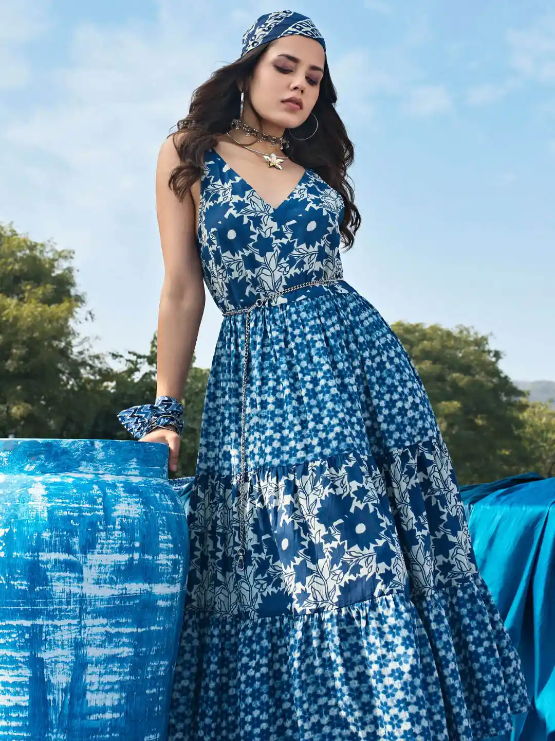 Buy Libas Women Print Fit Flare Midi Dress Dresses for Women