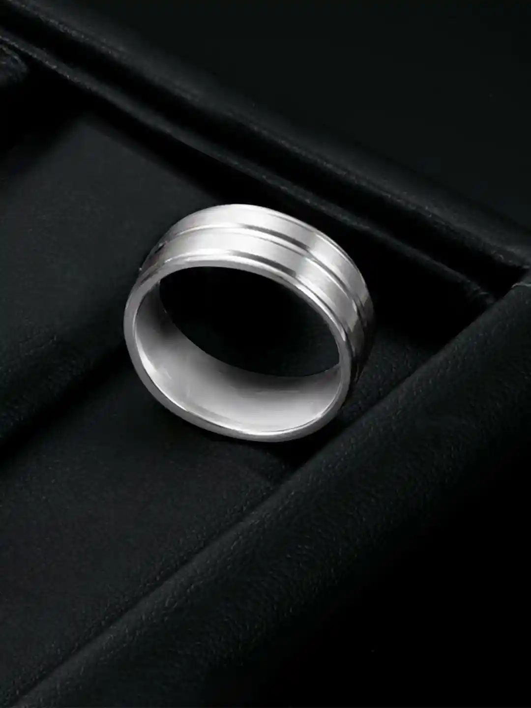 Buy Peora Men Silver Plated Stainless Steel Band Finger Ring