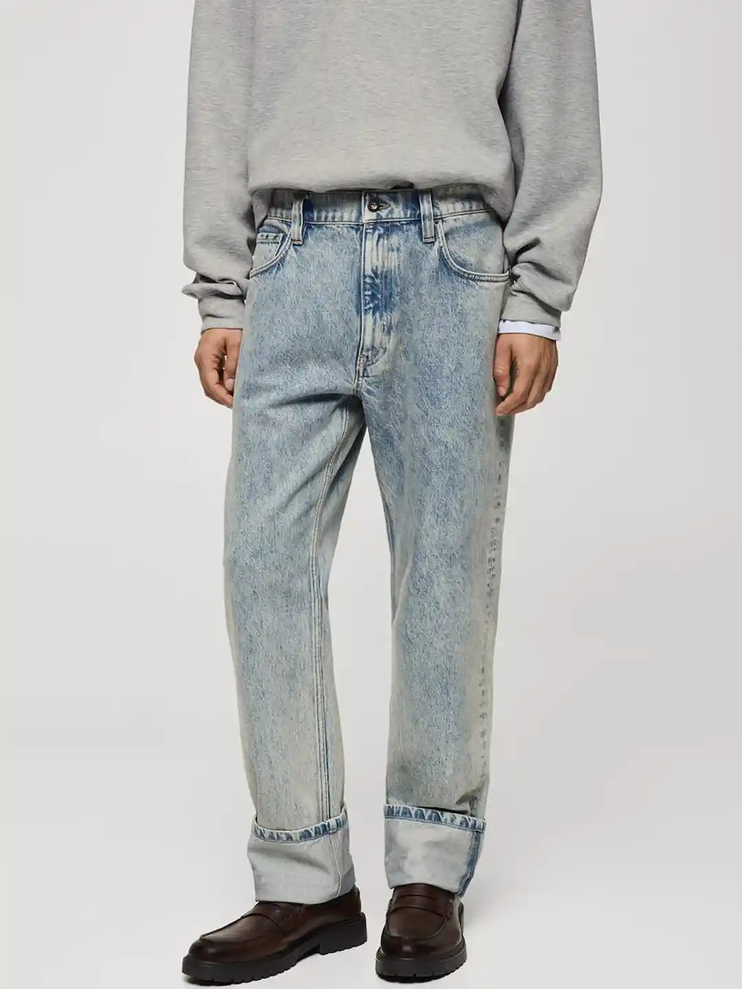 Buy MANGO MAN Mid-Rise Pure Cotton Straight Fit Heavy Fade Jeans