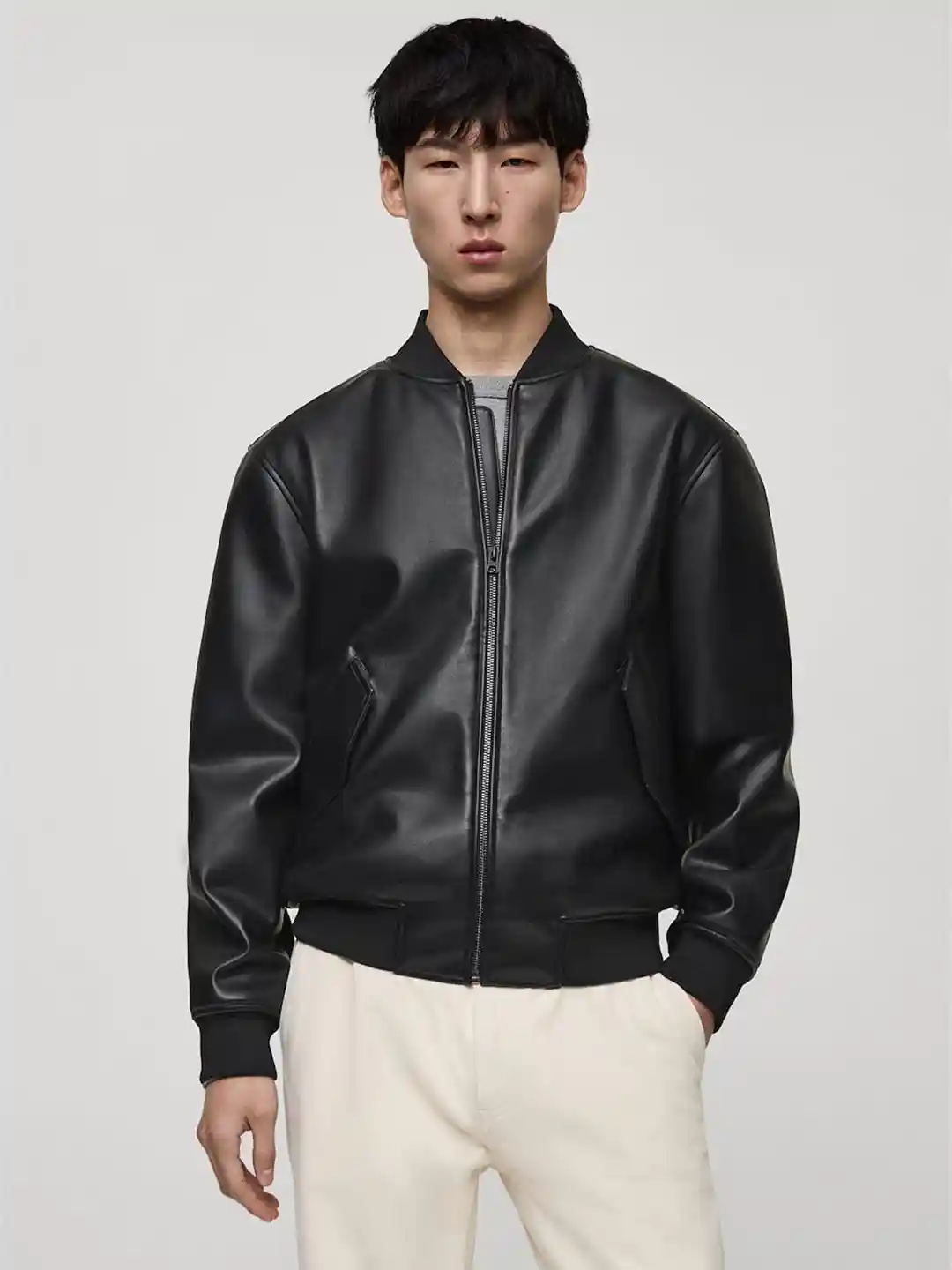 Buy MANGO MAN Faux Leather Bomber Jacket Jackets for Men