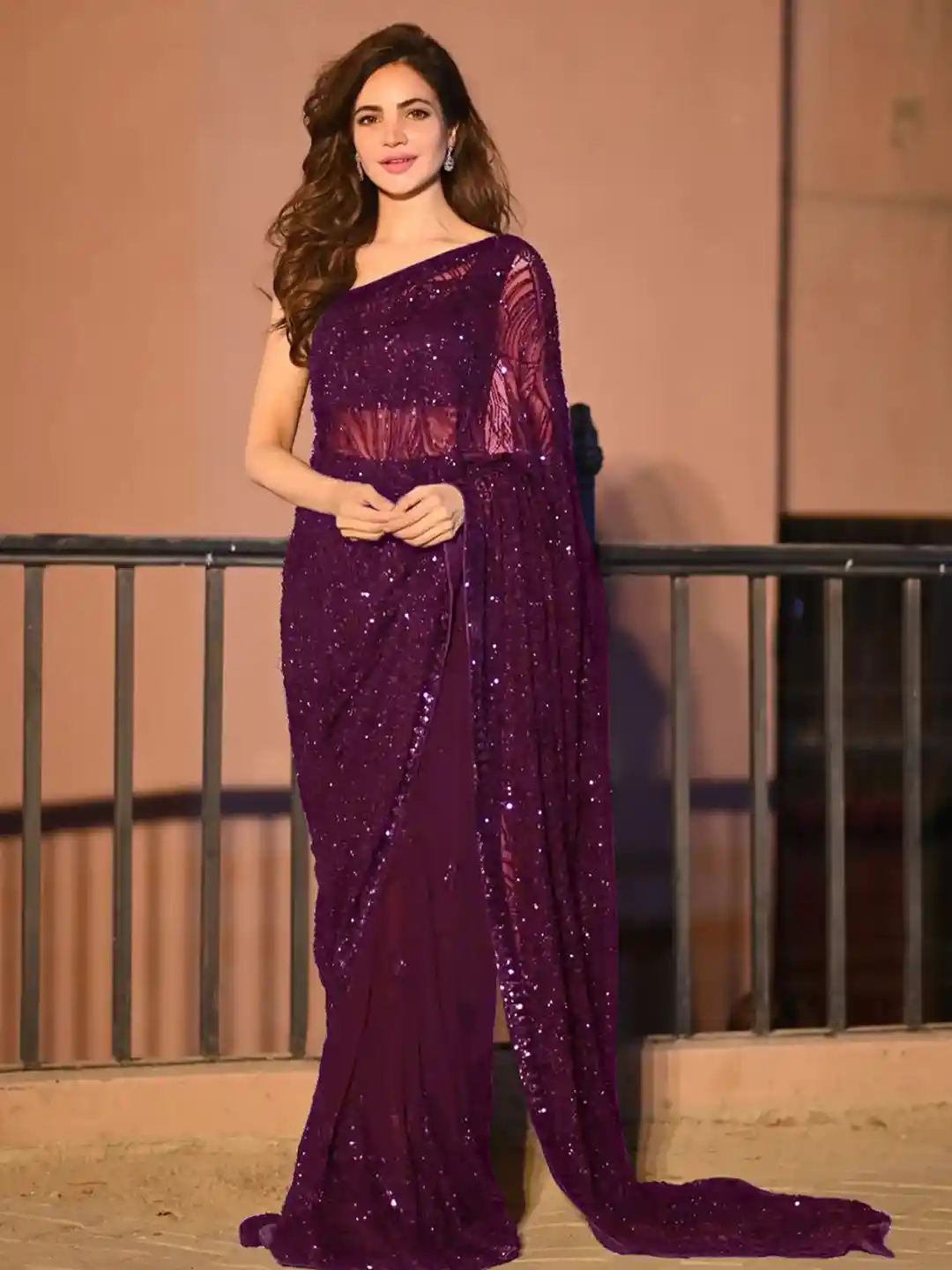 Buy Sangria Embellished Party Wear Saree With Blouse Piece