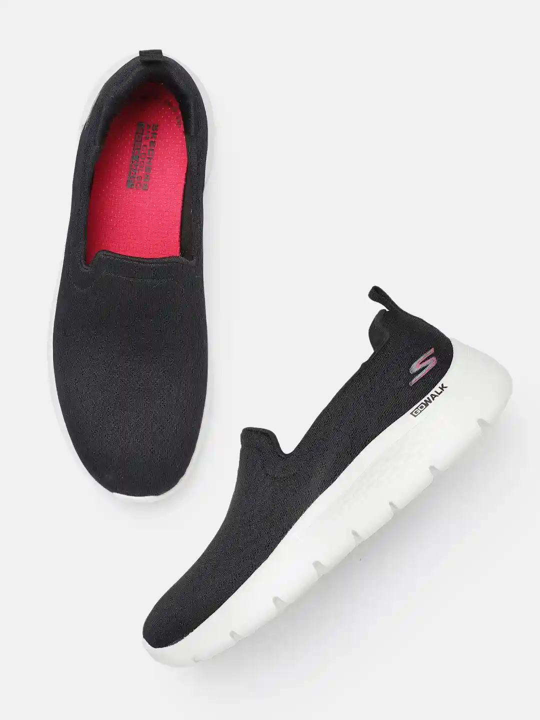 Go Walk Black Slip On Ladies Trainers Skechers Ladies Black Slip