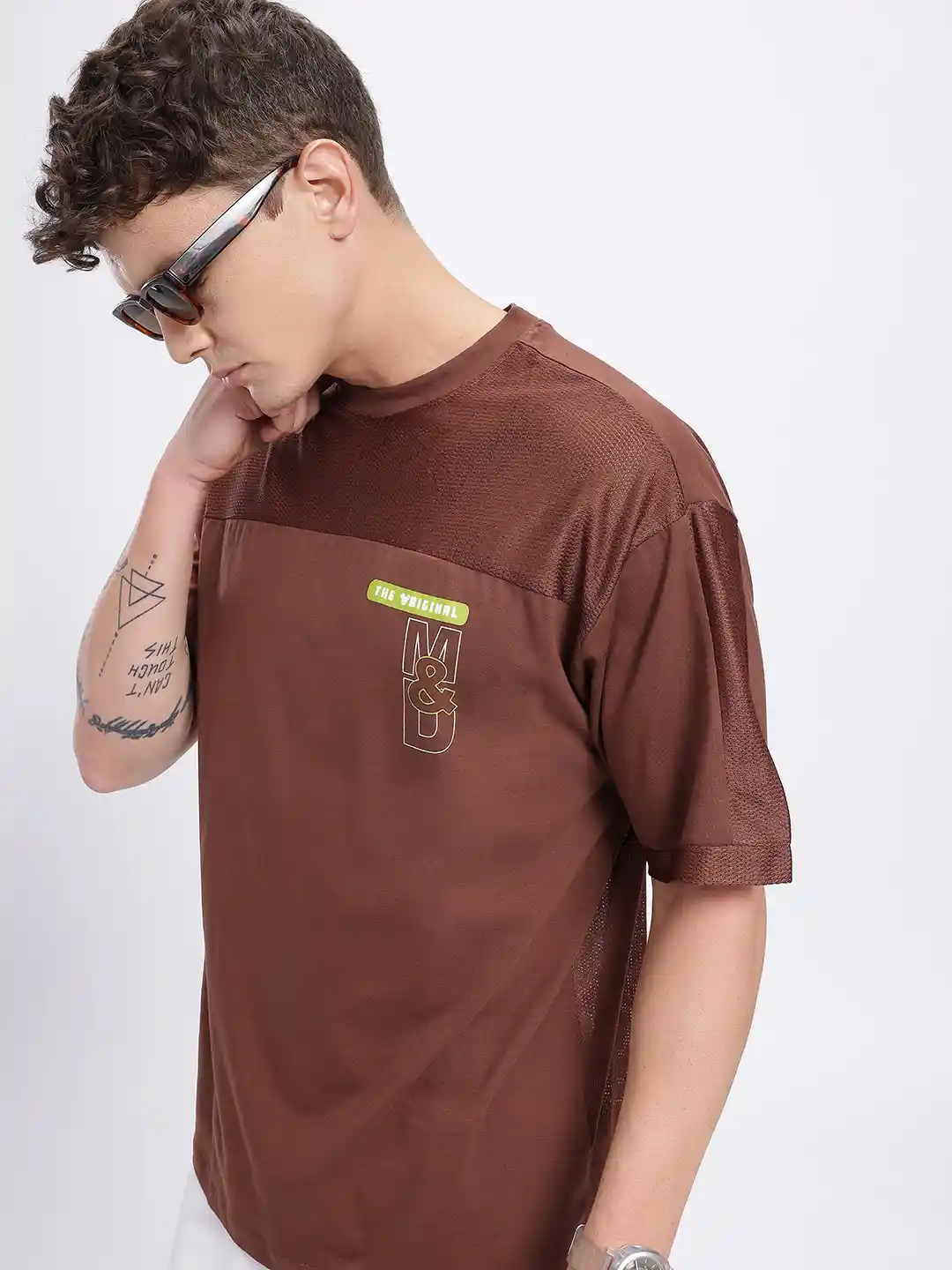 glitchez Mickey Donald Typography Oversized Mesh T-shirt