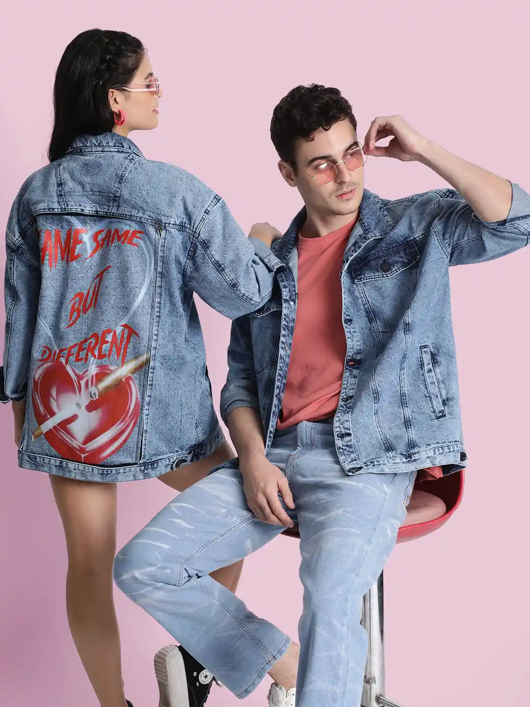 Buy Bene Kleed Unisex Spread Collar Graphic Printed Casual Denim