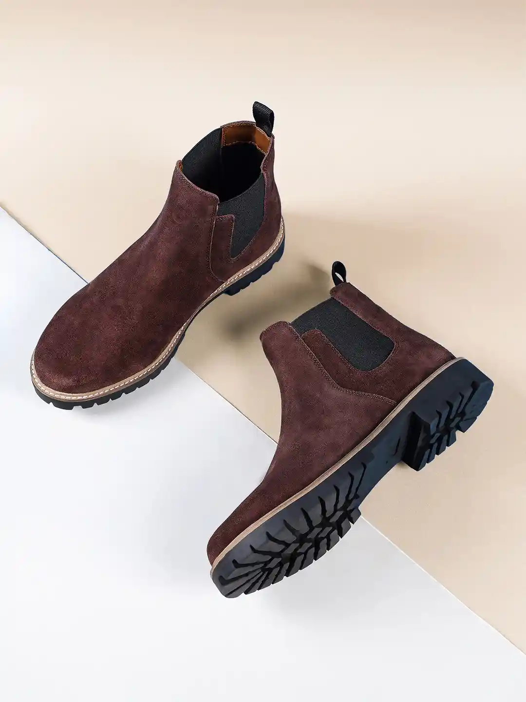 Suede Chelsea Mens Brown Leather Ankle Boots LOUIS STITCH Men