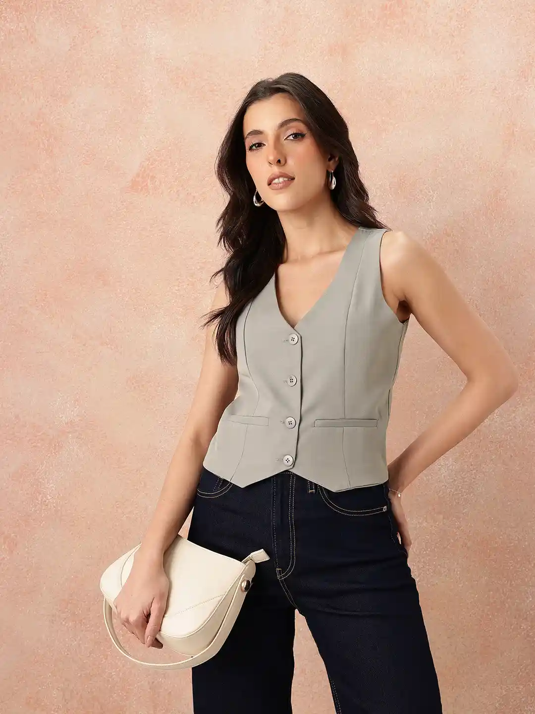 Buy all about you V-Neck Sleeveless Crop Waistcoat Waistcoat for