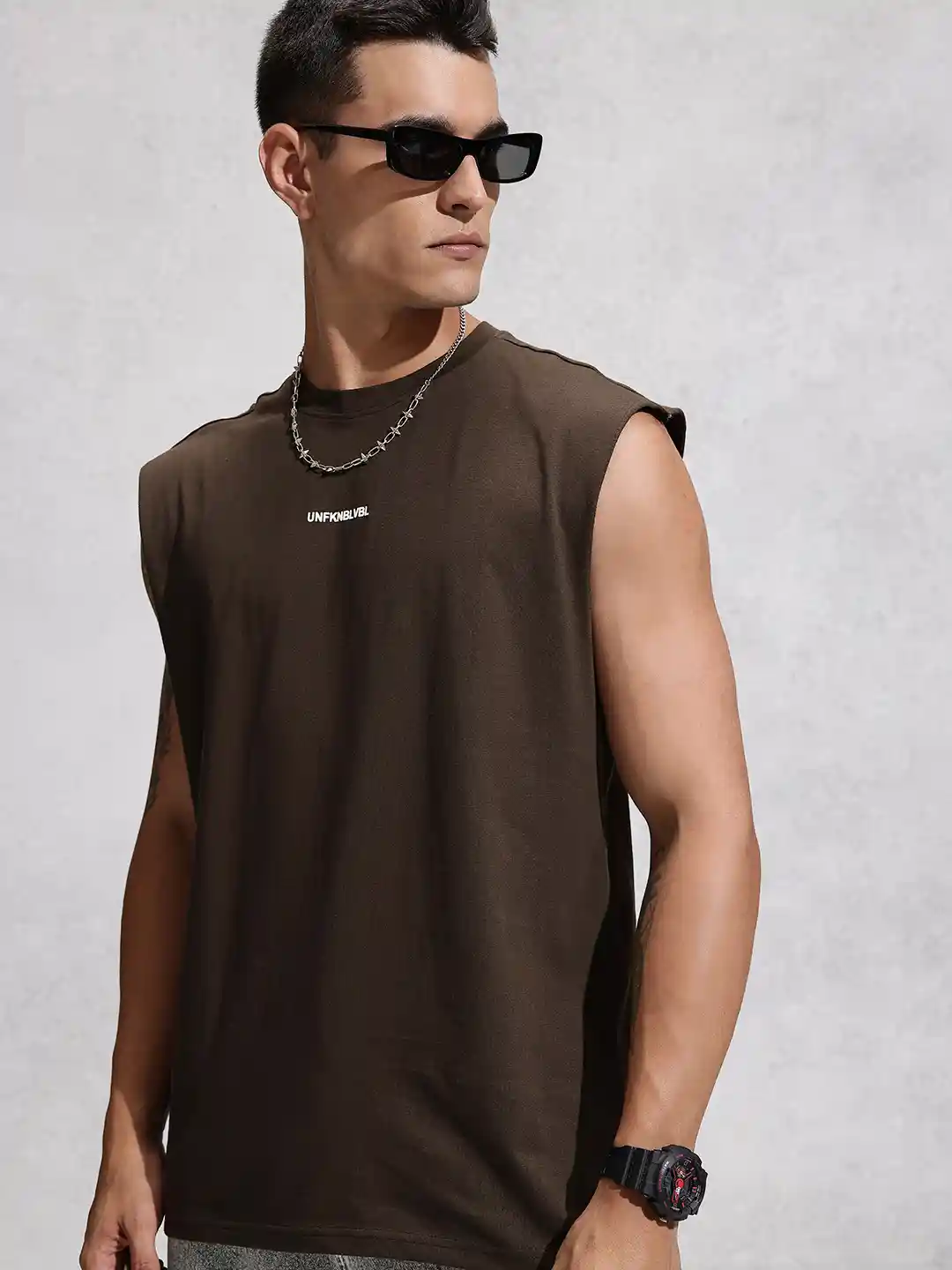 Buy WROGN Pure Cotton Oversized Sleeveless T-shirt - Tshirts for