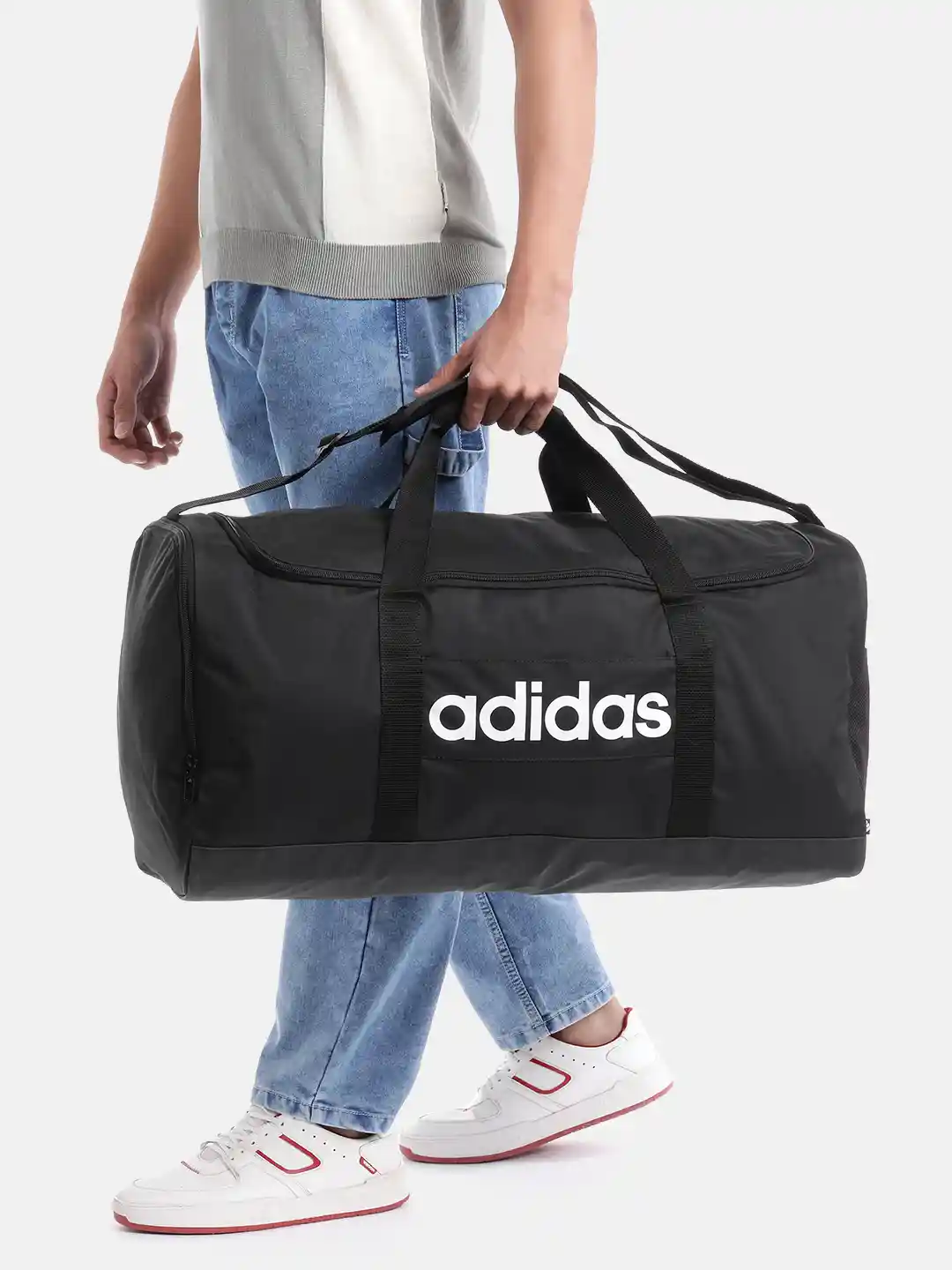 ADIDAS Unisex Linear Brand Logo Printed Duffle Bag