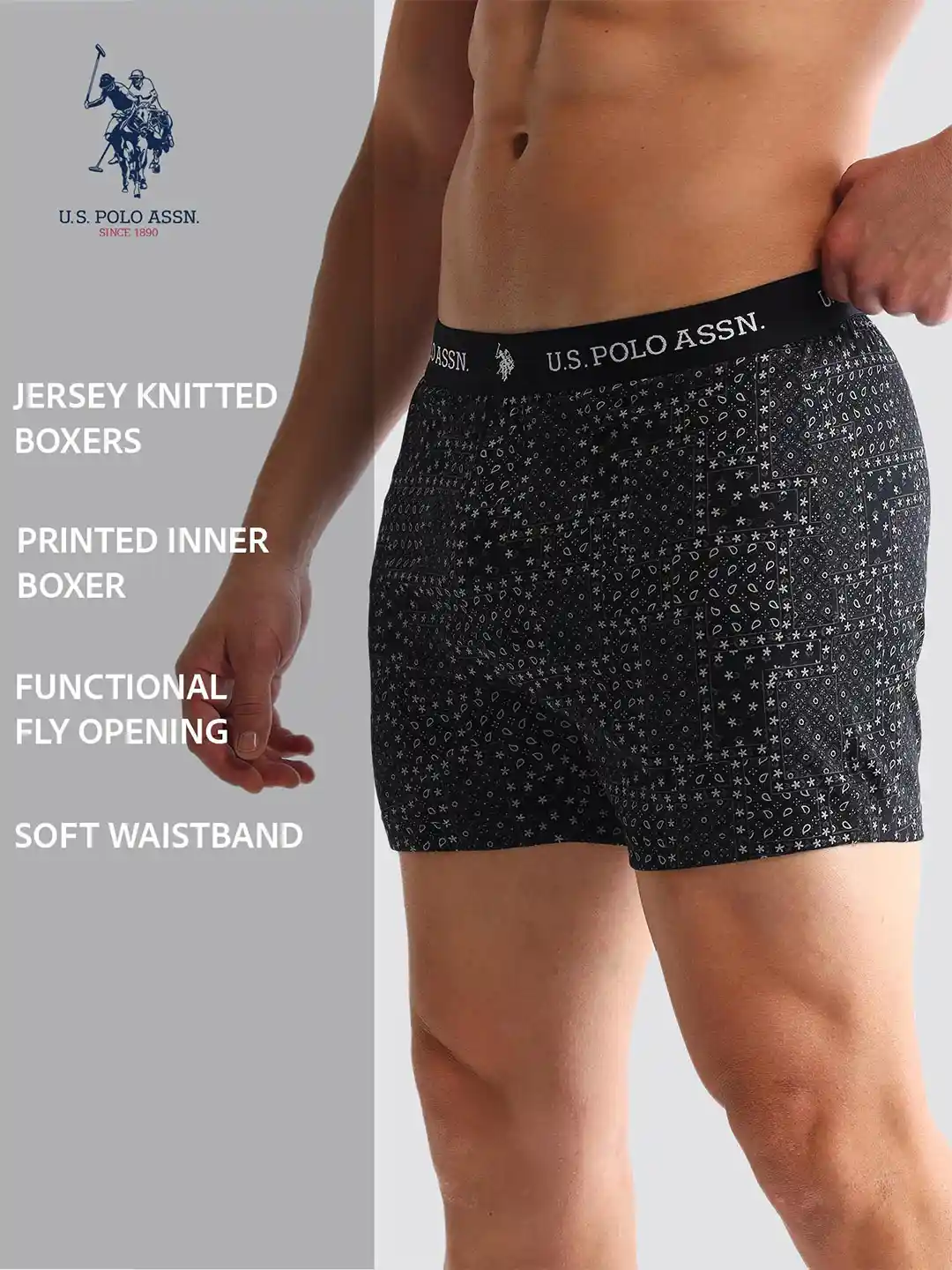 Buy Polo Men Pack Of Printed Outer Elastic Cotton