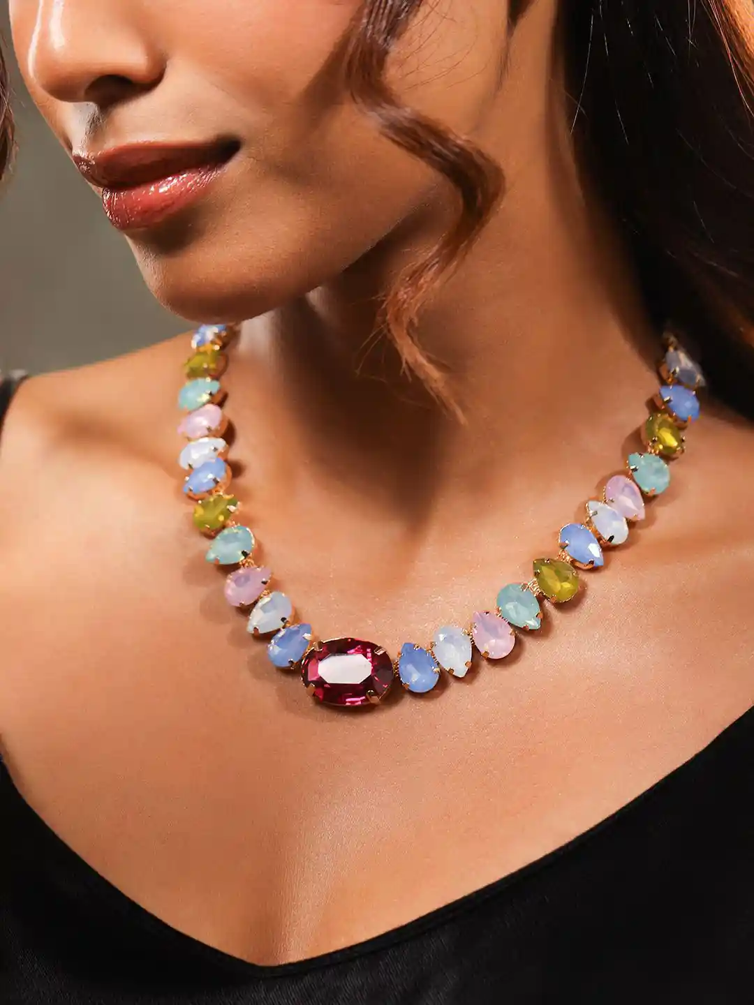 Buy Rubans 18K Gold-Plated Multicolor Crystal Zirconia Statement