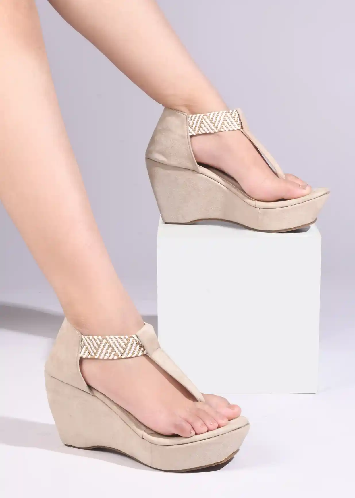 Buy TRYME Suede Party Wedge Sandals Heels for Women 32830109