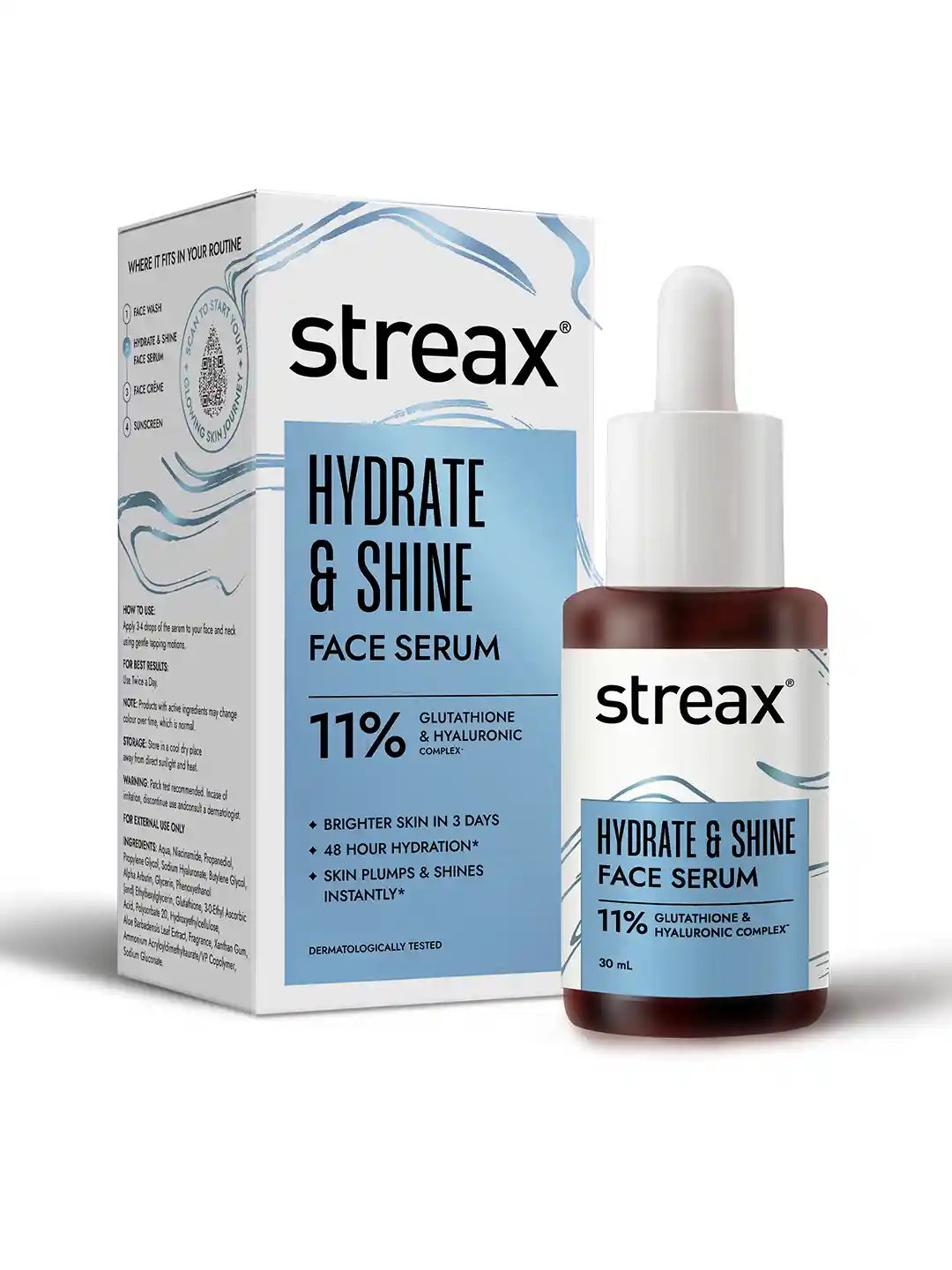 Buy Streax Hydrate & Shine Face Serum with 10% Hyaluronic Acid for