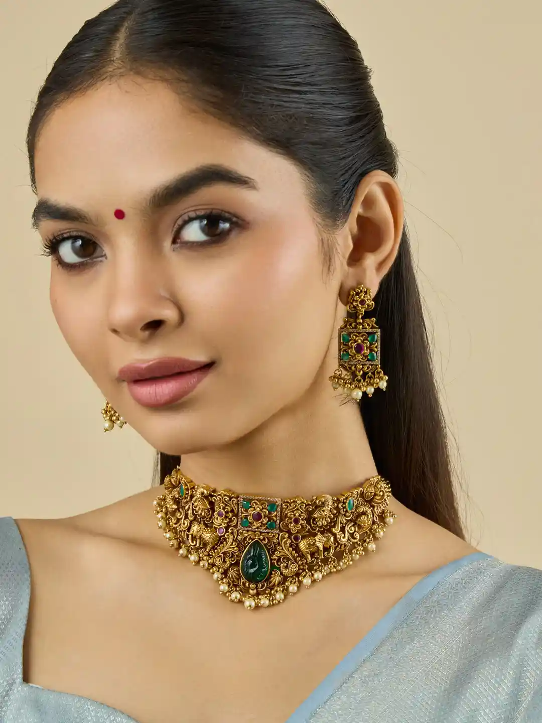 Antique Necklace Set Myntra Fashion Jewellery Buy Kushal's