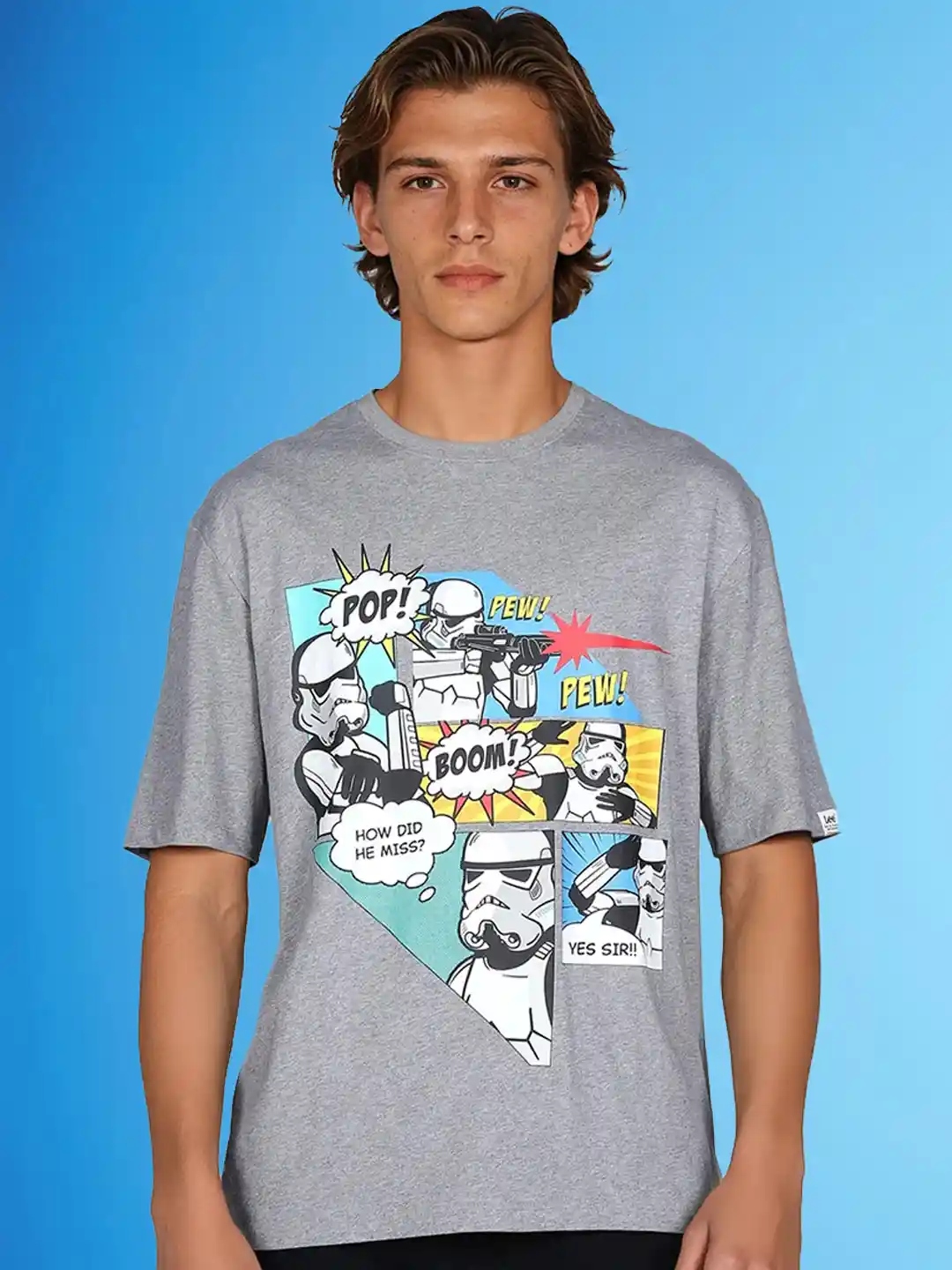 Buy Lee X Stormtrooper Graphic Print Grey Crew Neck Tshirt