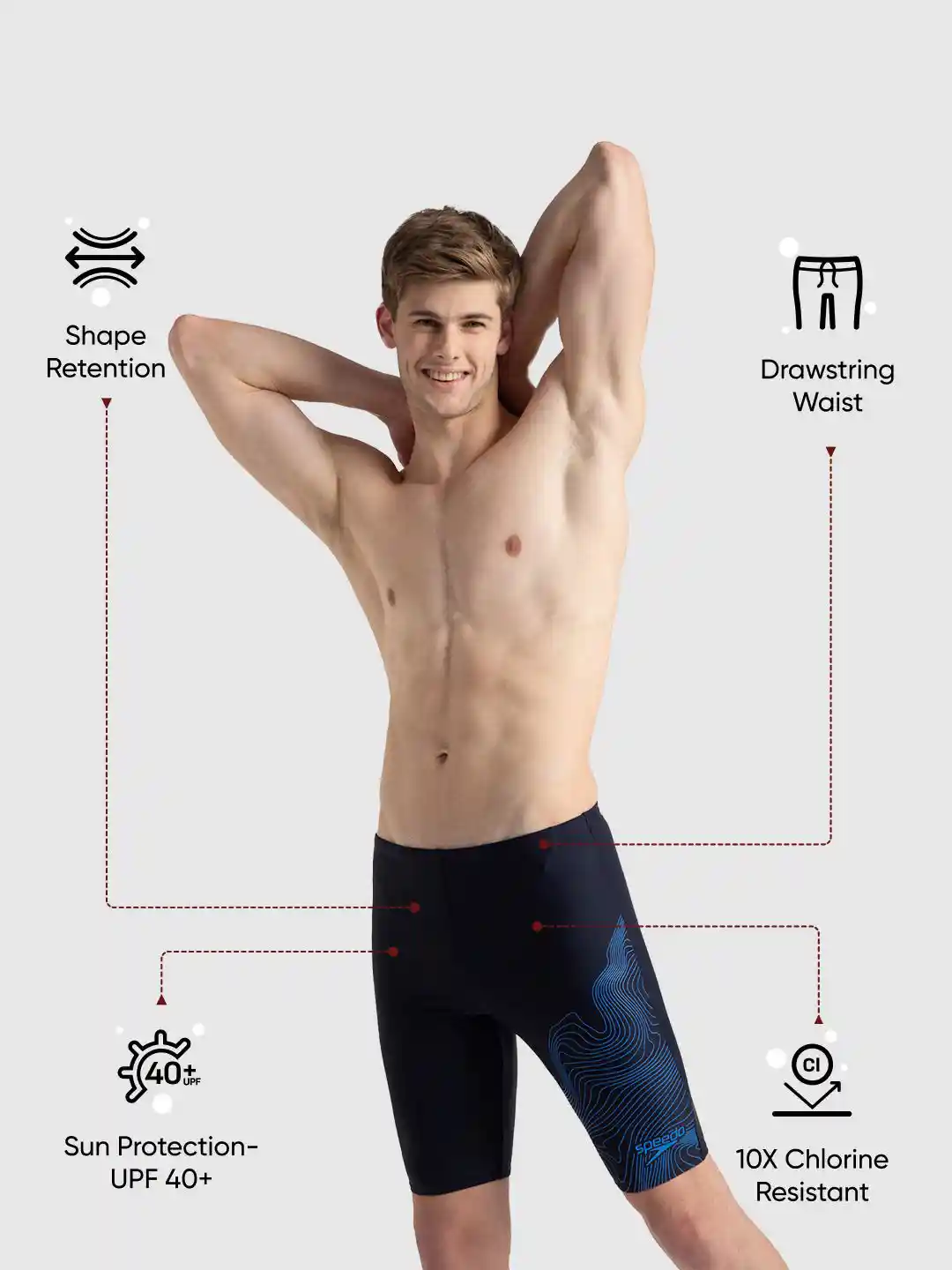 Buy Speedo Men Endurance10 Tide Print Sports Gala Logo Jammer With - Main Image